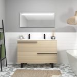 Ensemble en laiton avec lavabo et miroir LED