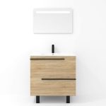 Ensemble en laiton avec lavabo et miroir LED