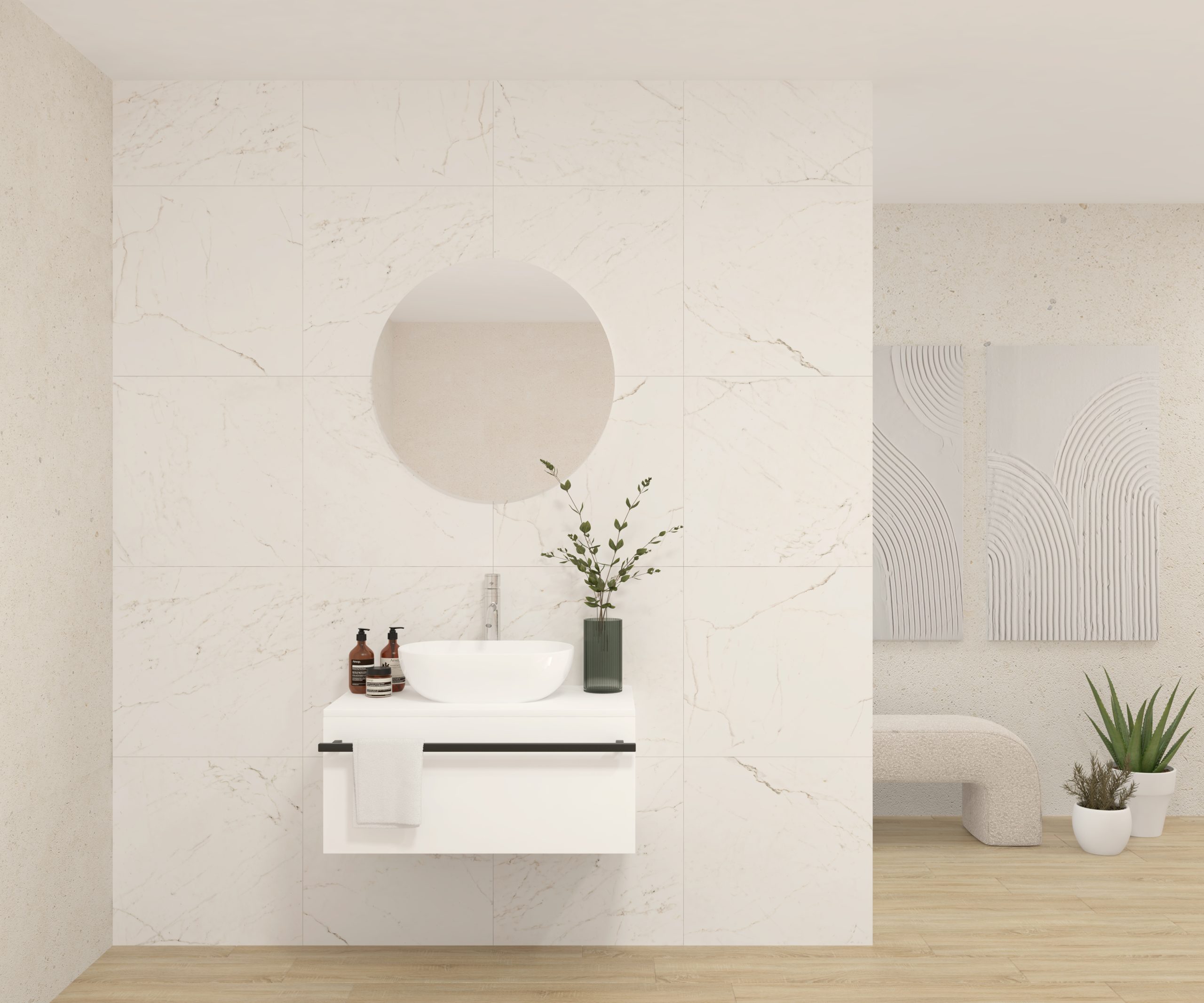 Pack LAVOISIER + lavabo + miroir rond