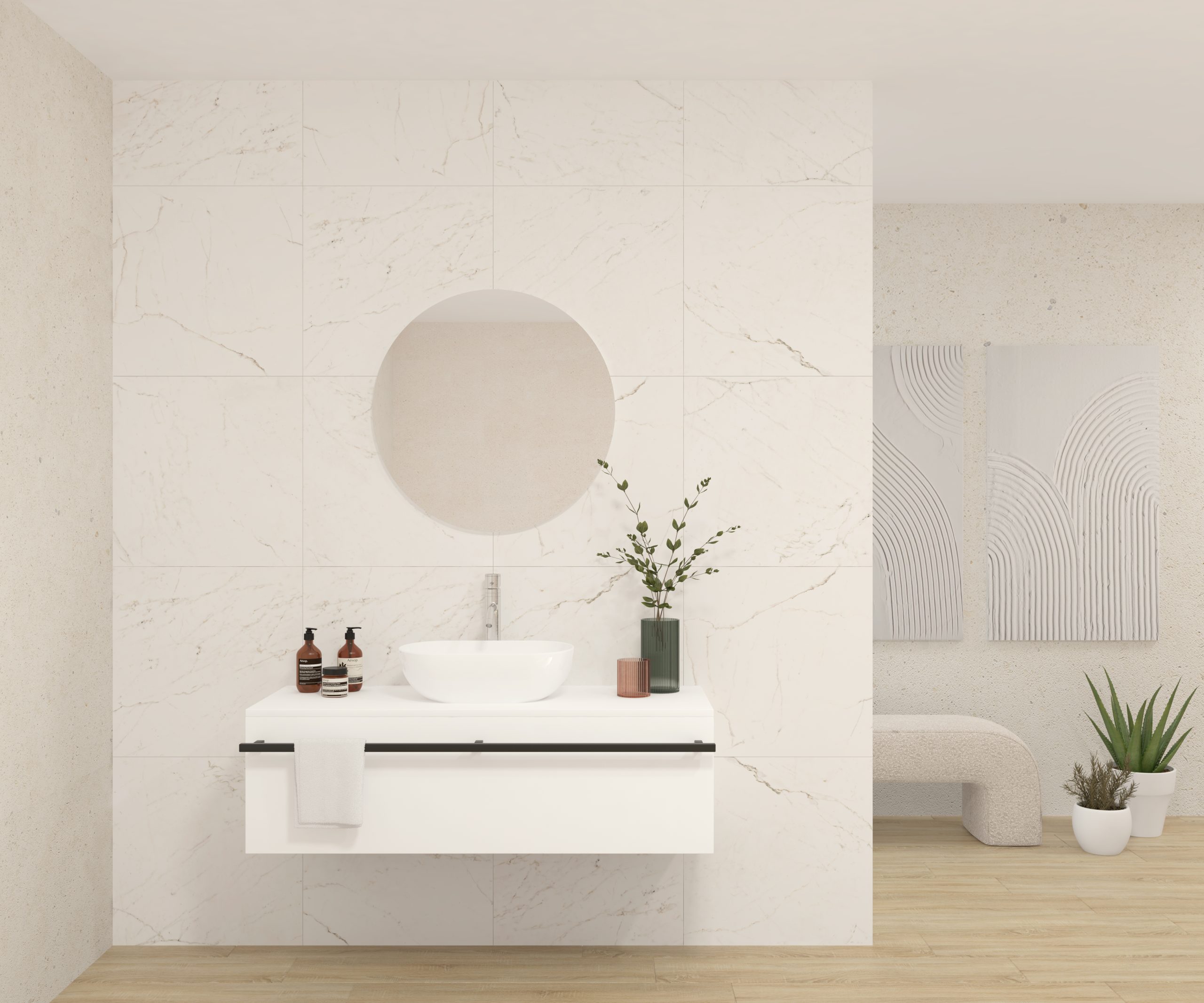 Pack LAVOISIER + lavabo + miroir rond