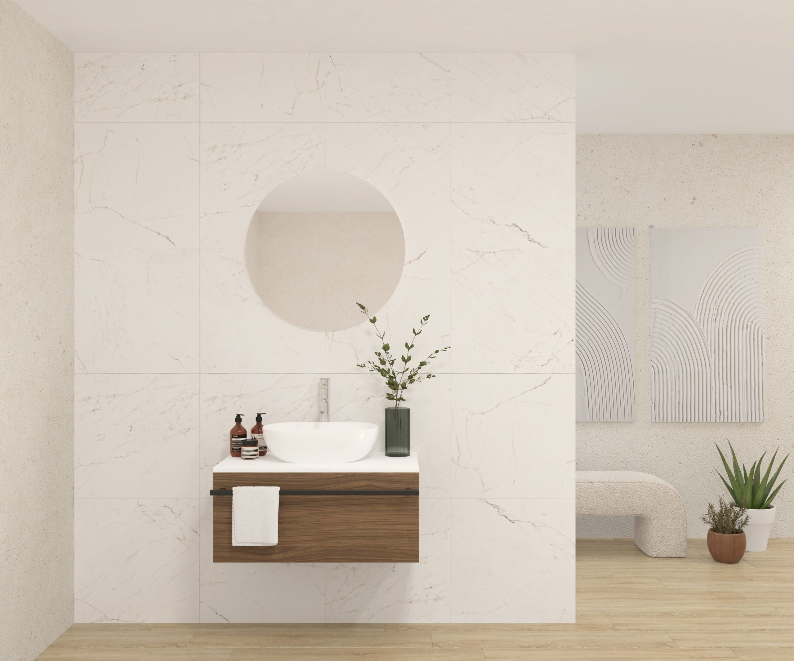 Pack LAVOISIER + lavabo + miroir rond