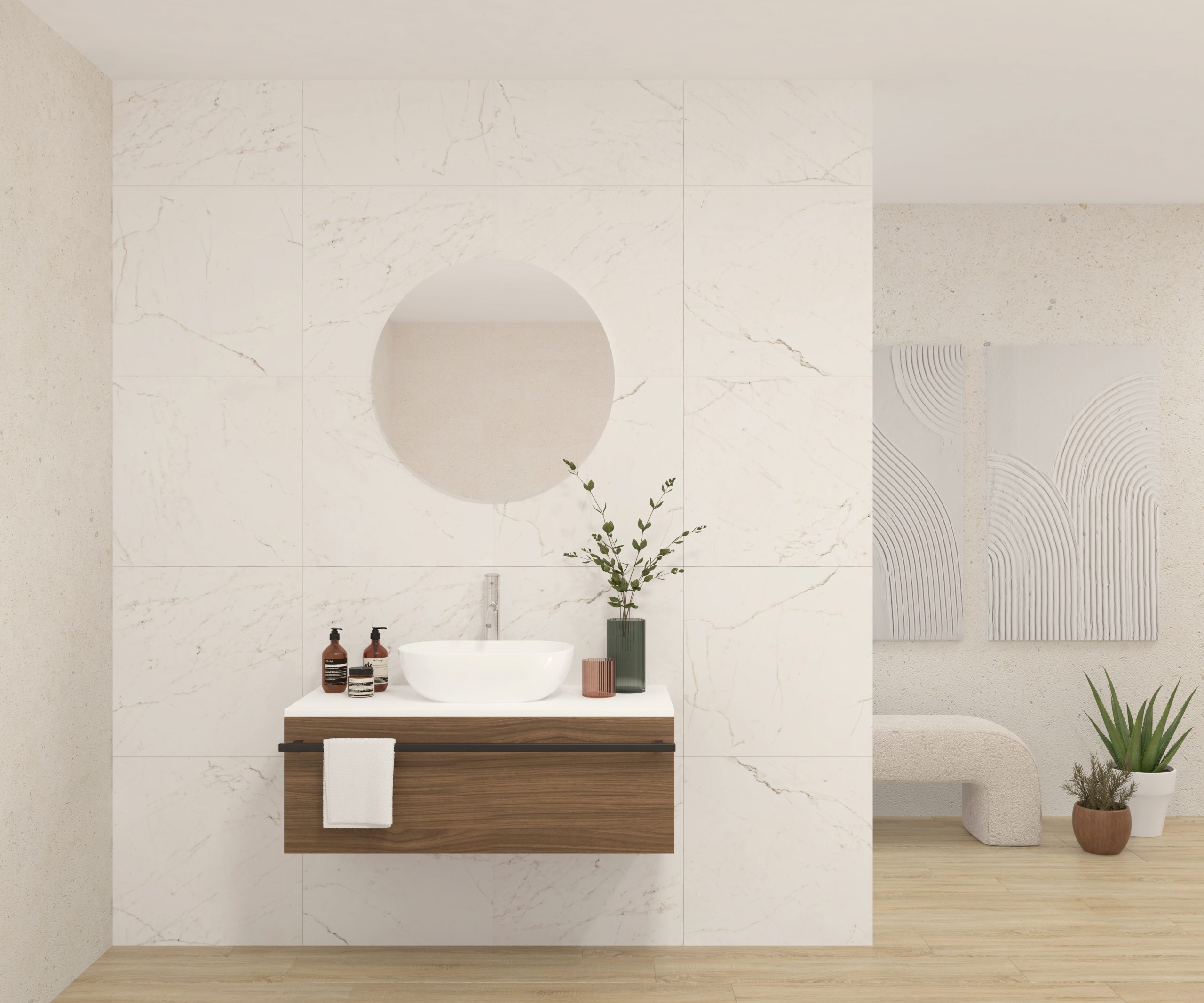 Pack LAVOISIER + lavabo + miroir rond