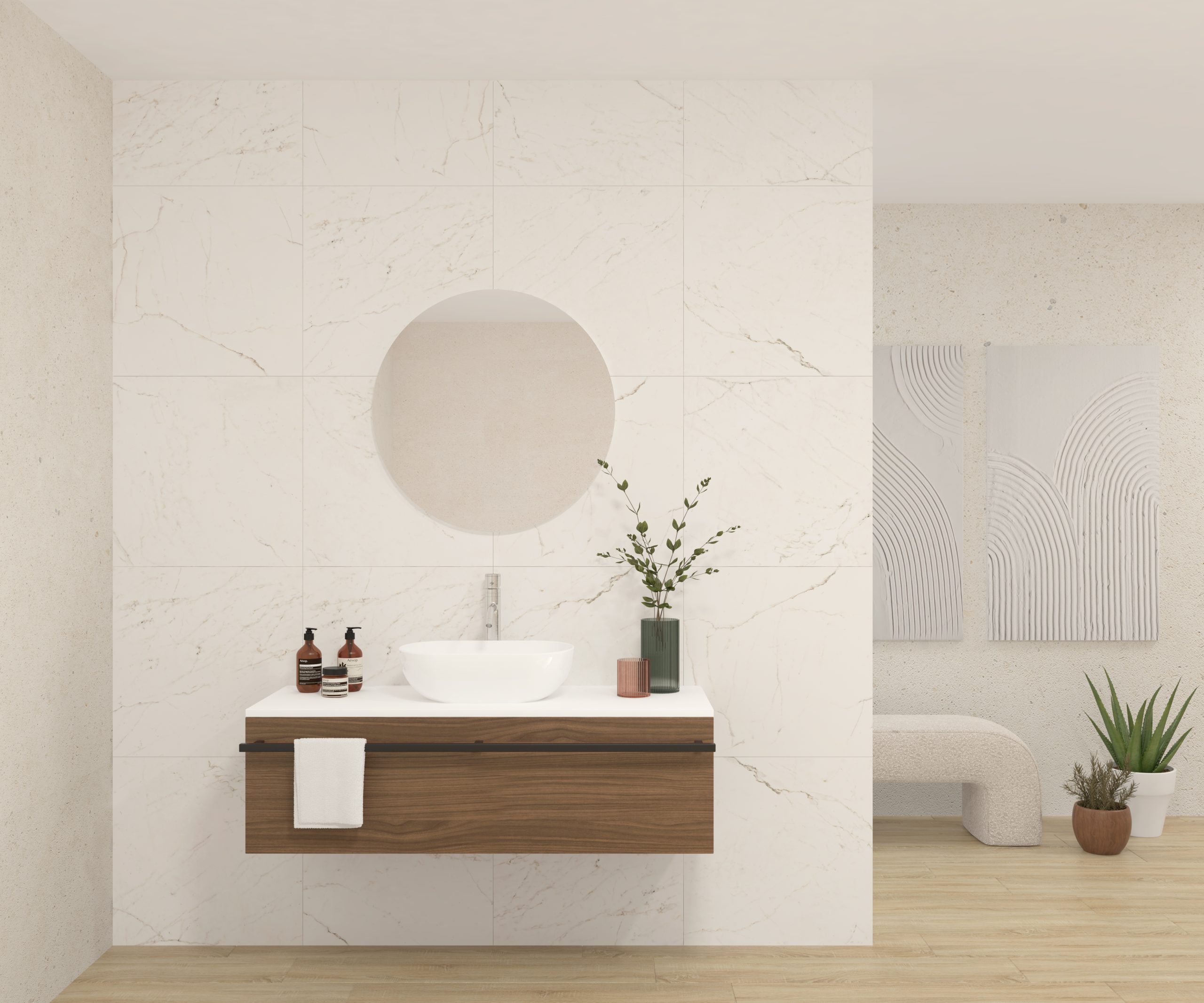 Pack LAVOISIER + lavabo + miroir rond