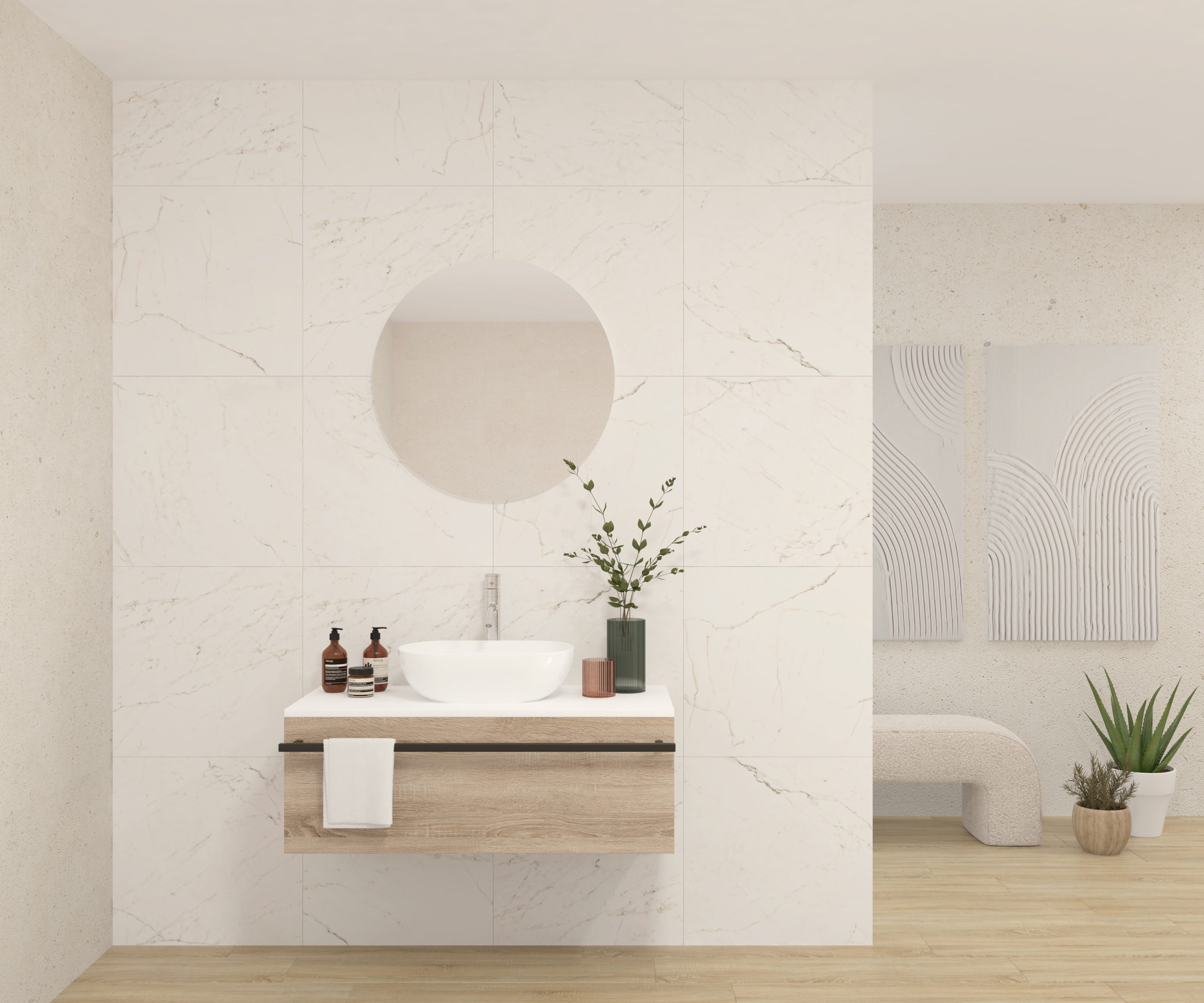 Pack LAVOISIER + lavabo + miroir rond