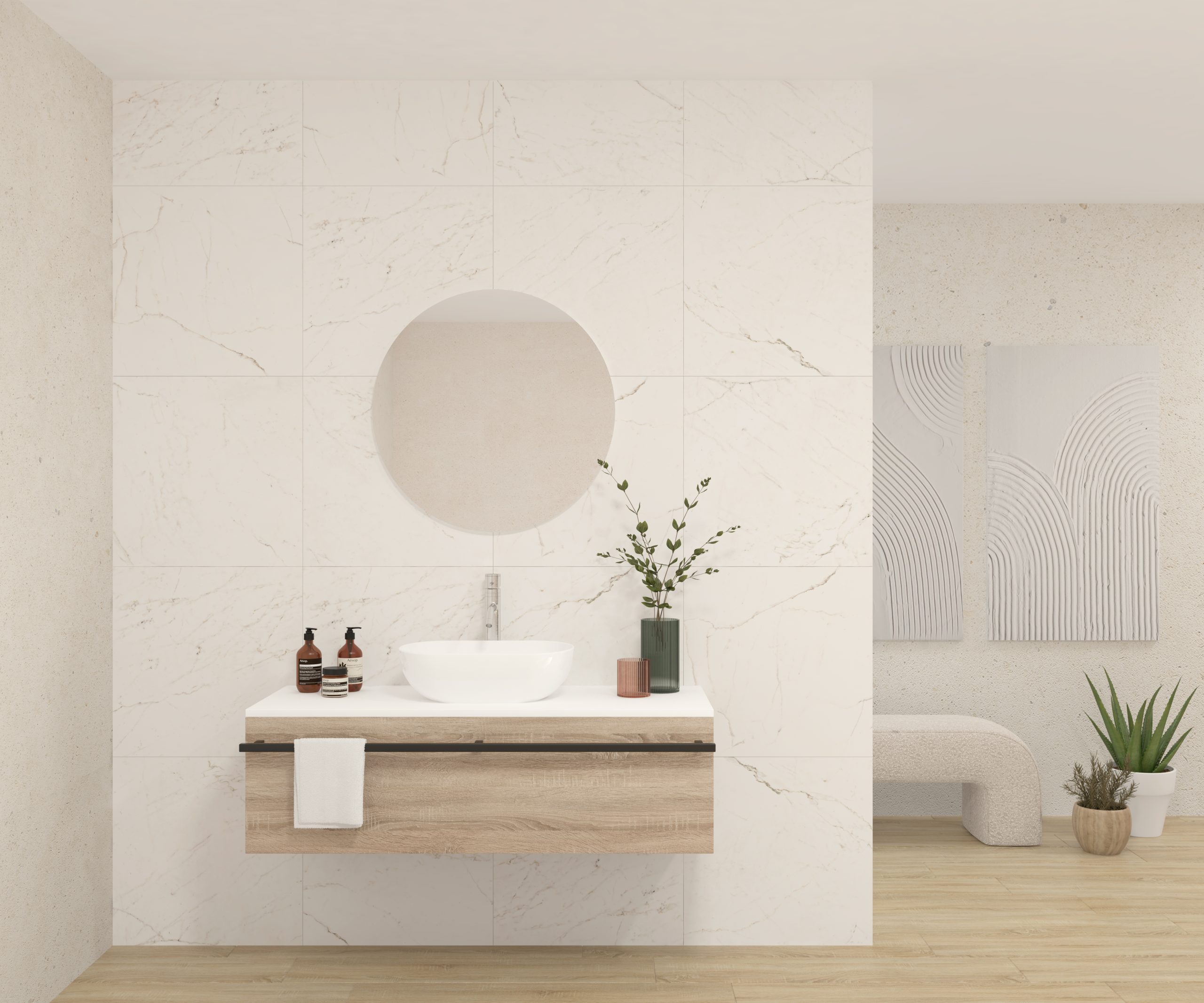 Pack LAVOISIER + lavabo + miroir rond