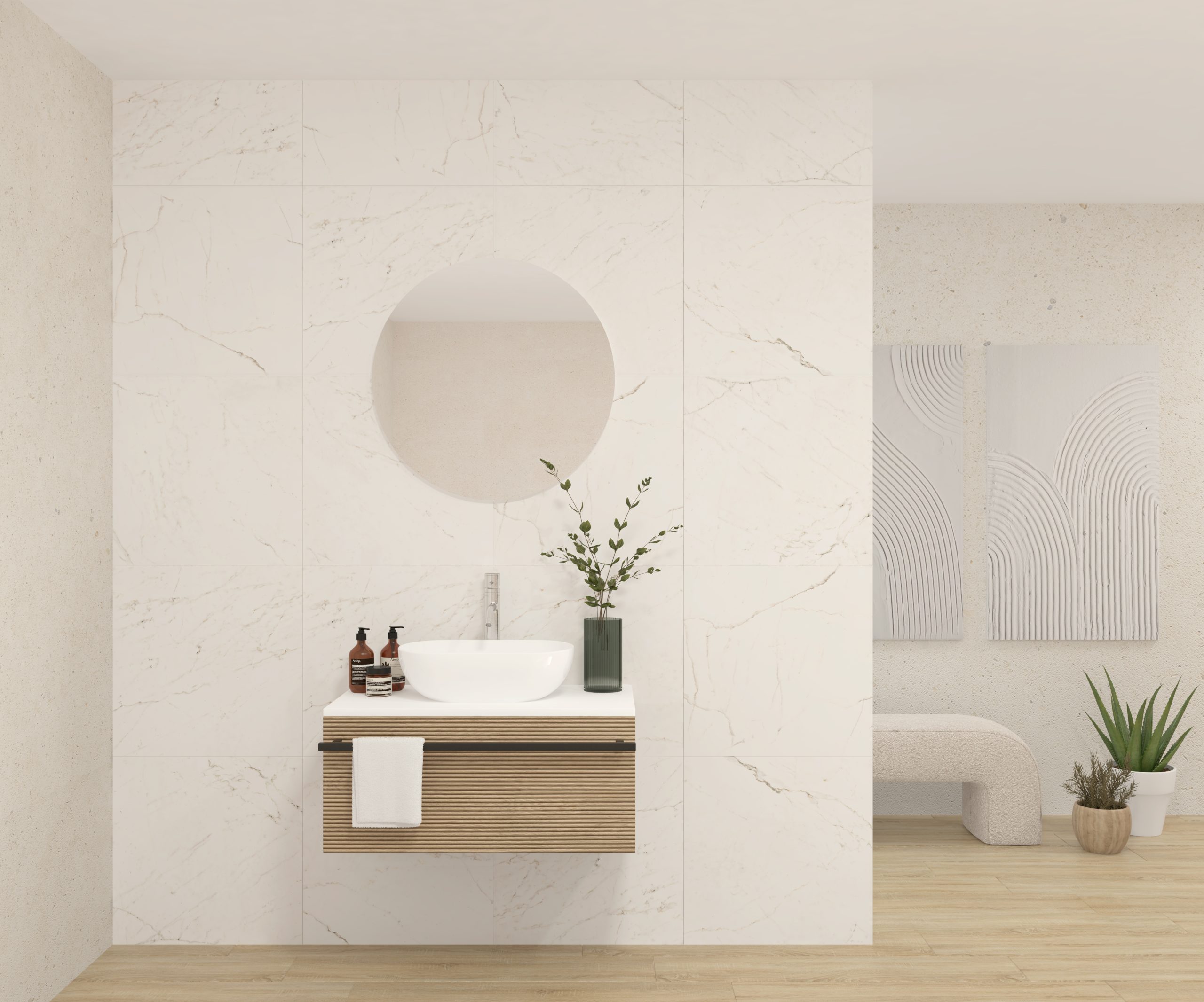 Pack LAVOISIER + lavabo + miroir rond