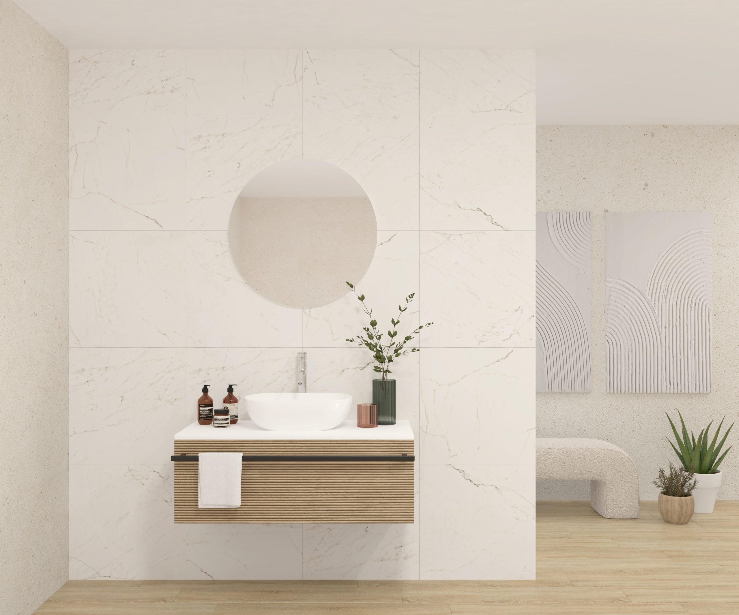 Pack LAVOISIER + lavabo + miroir rond