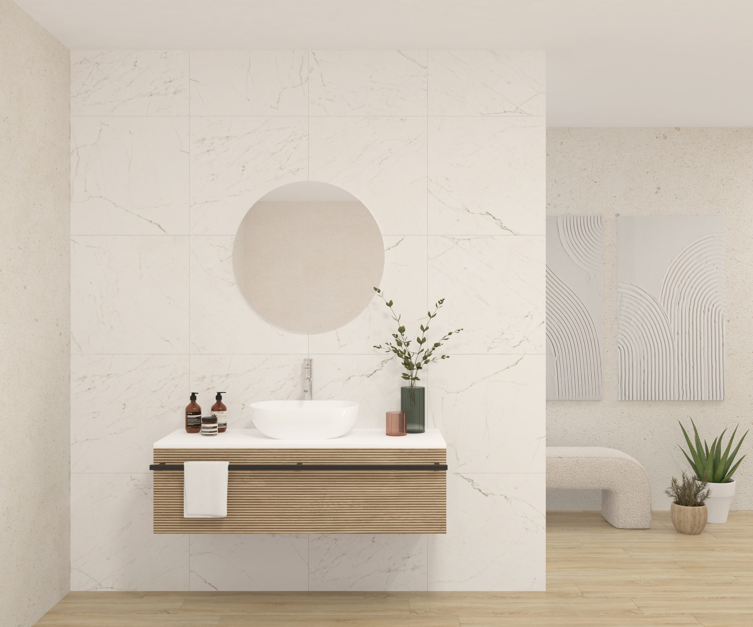 Pack LAVOISIER + lavabo + miroir rond