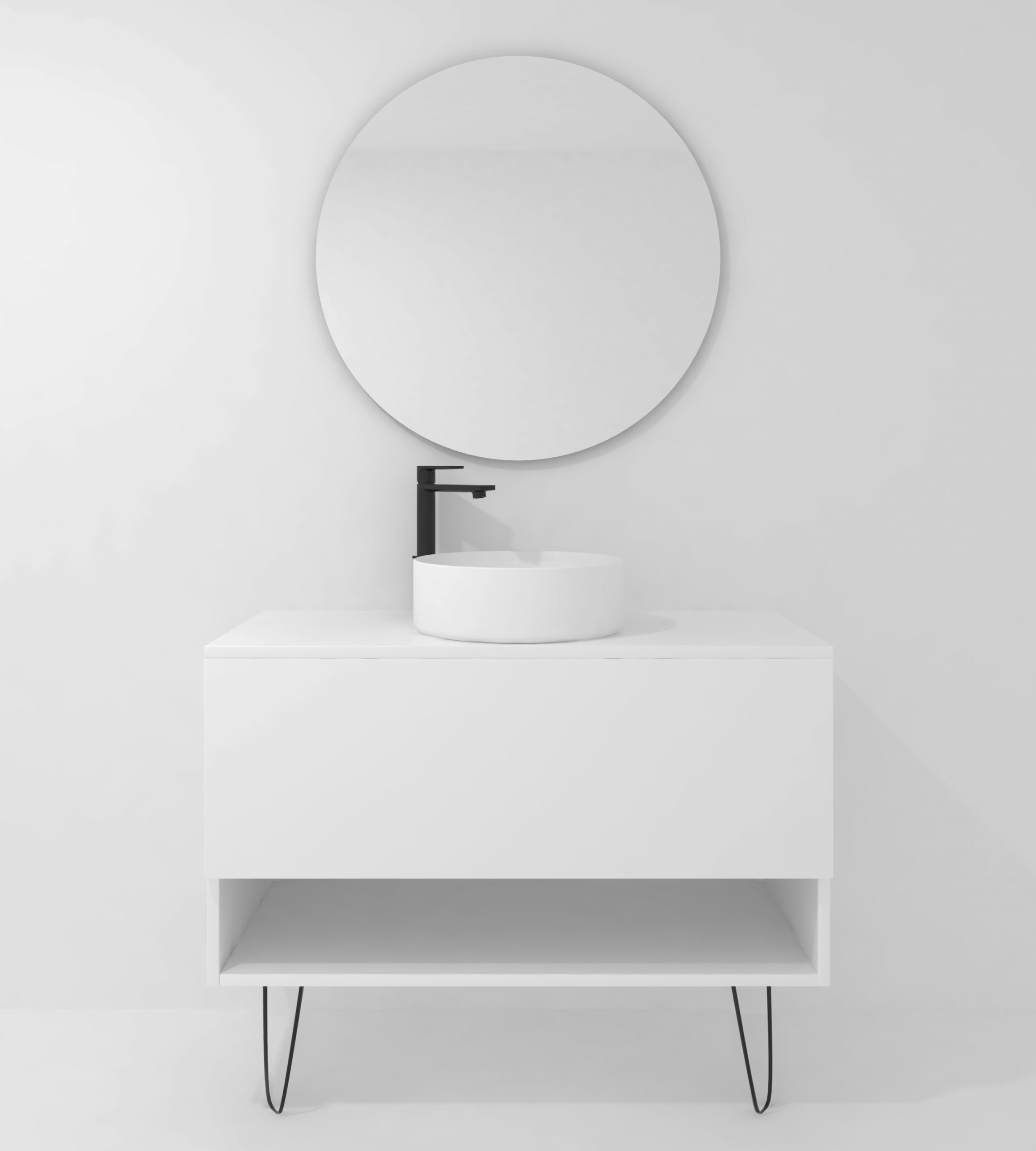 Pack Lille avec vasque à poser et miroir LED circulaire