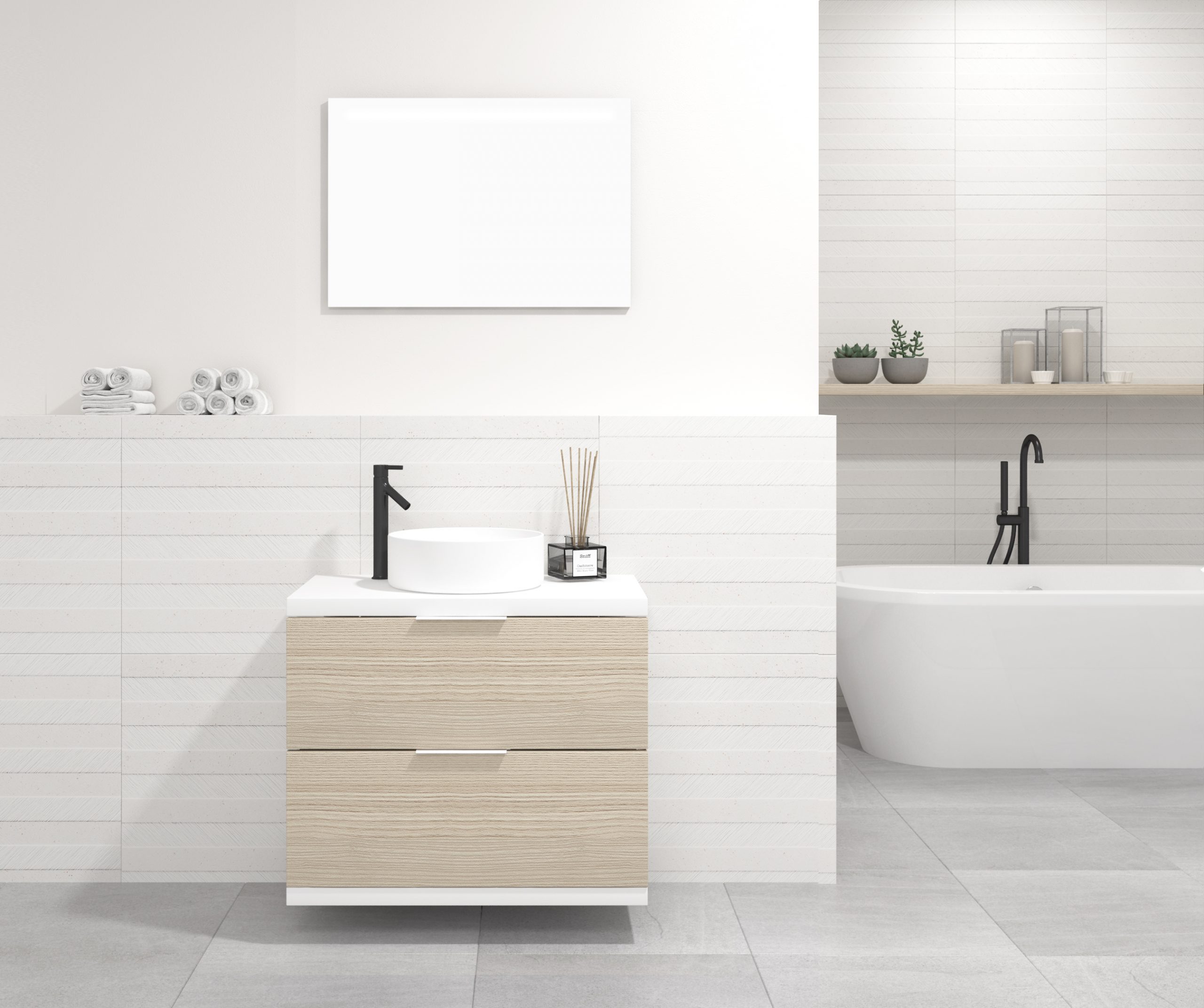 Pack MARONNE + vasque + miroir LED