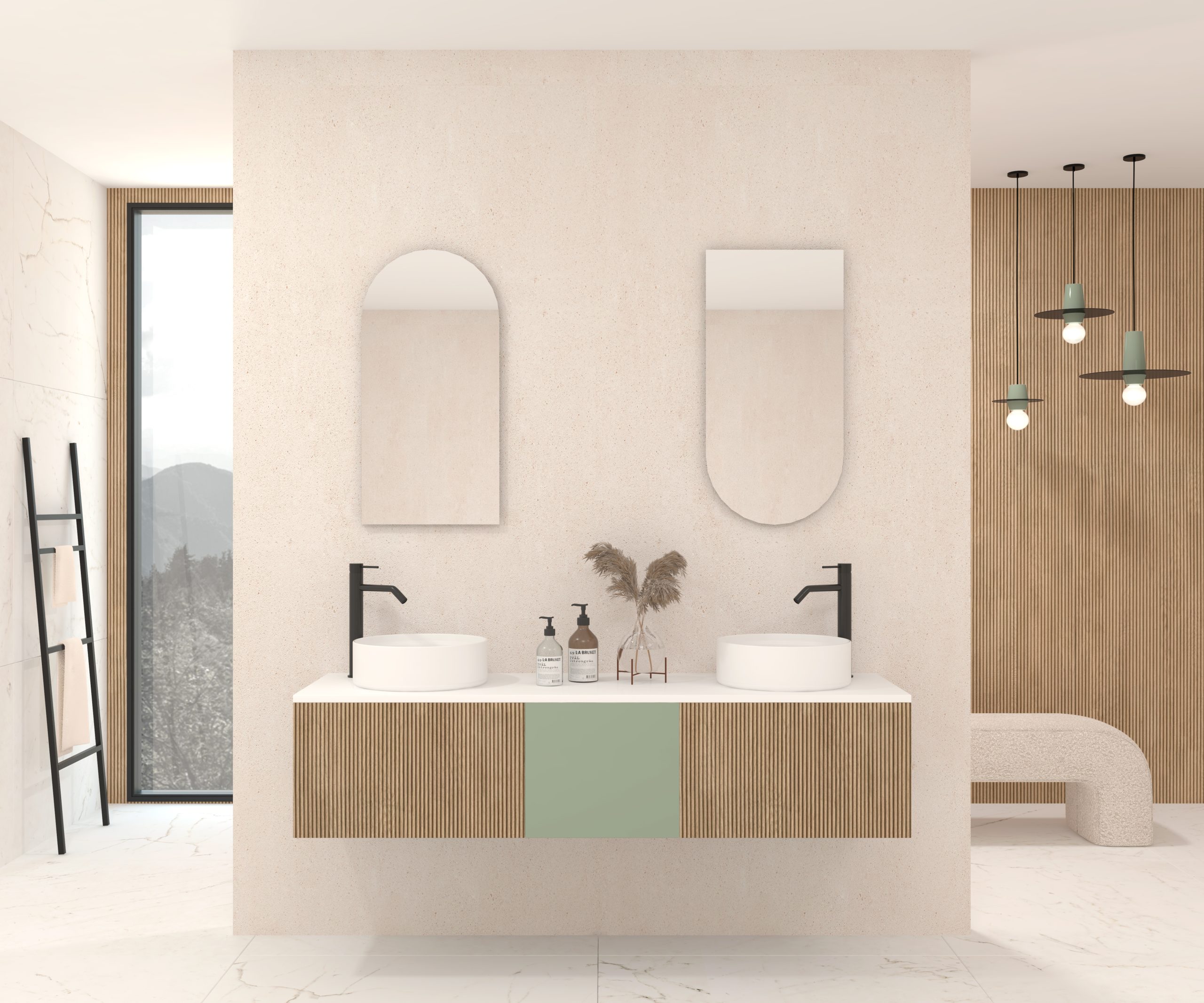 Pack MOISSAN + lavabo + miroir Alma