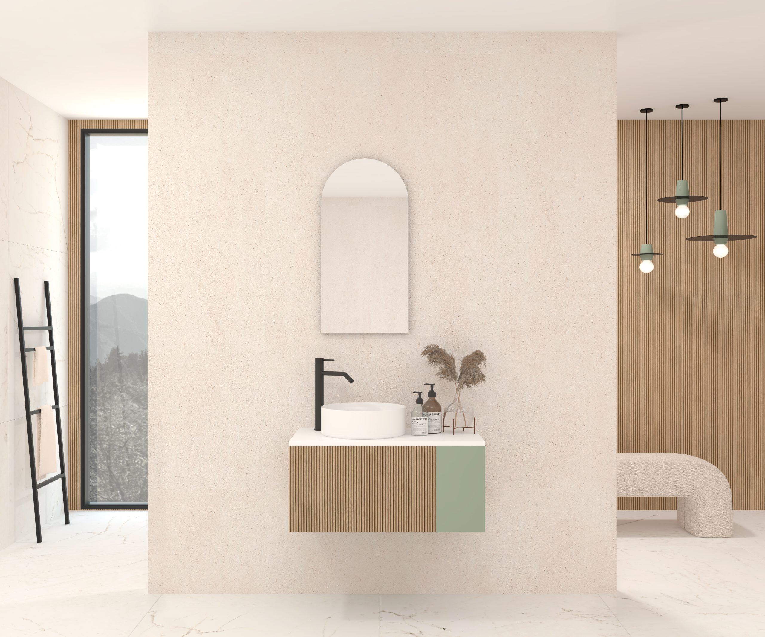 Pack MOISSAN + lavabo + miroir Alma