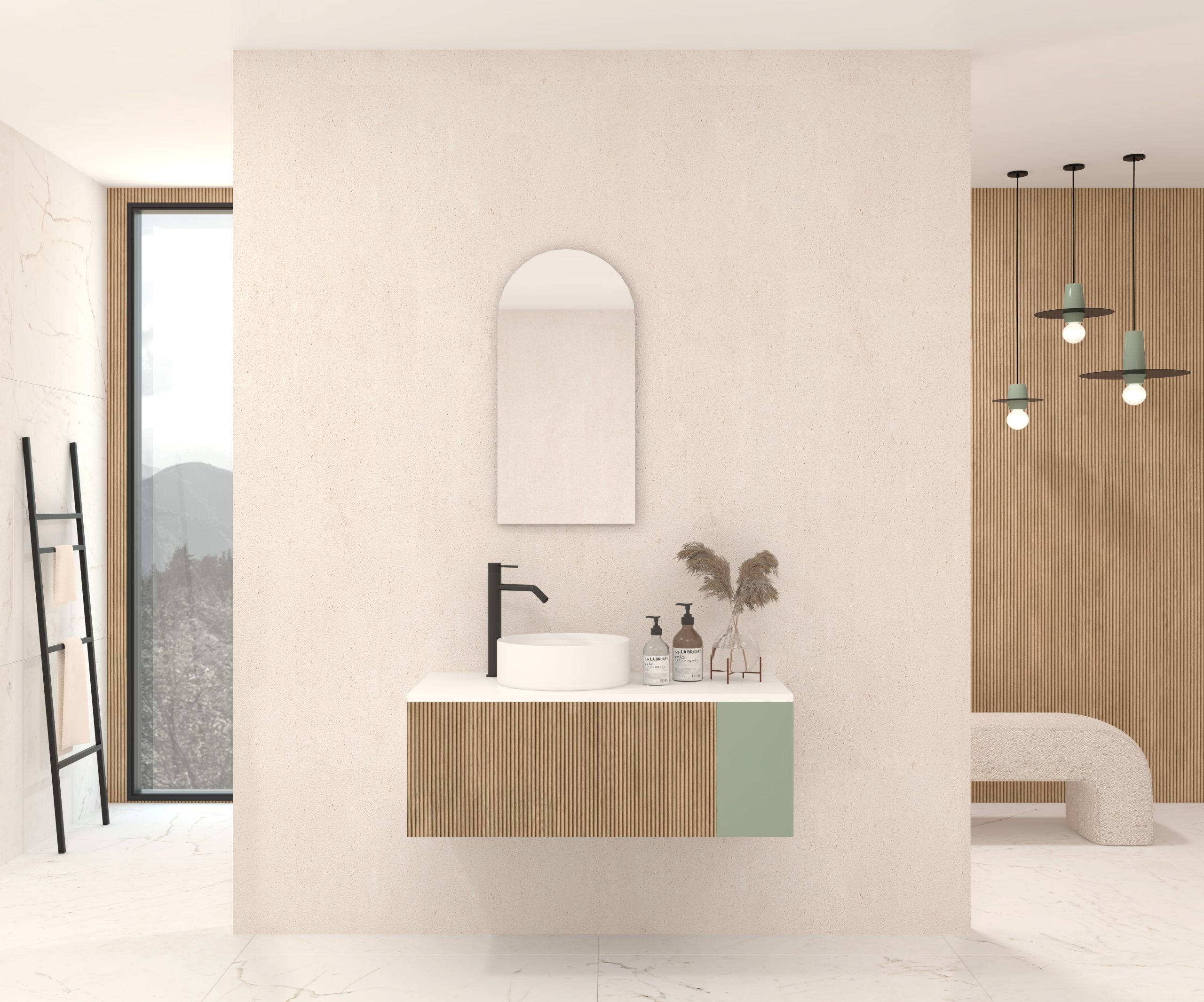 Pack MOISSAN + lavabo + miroir Alma