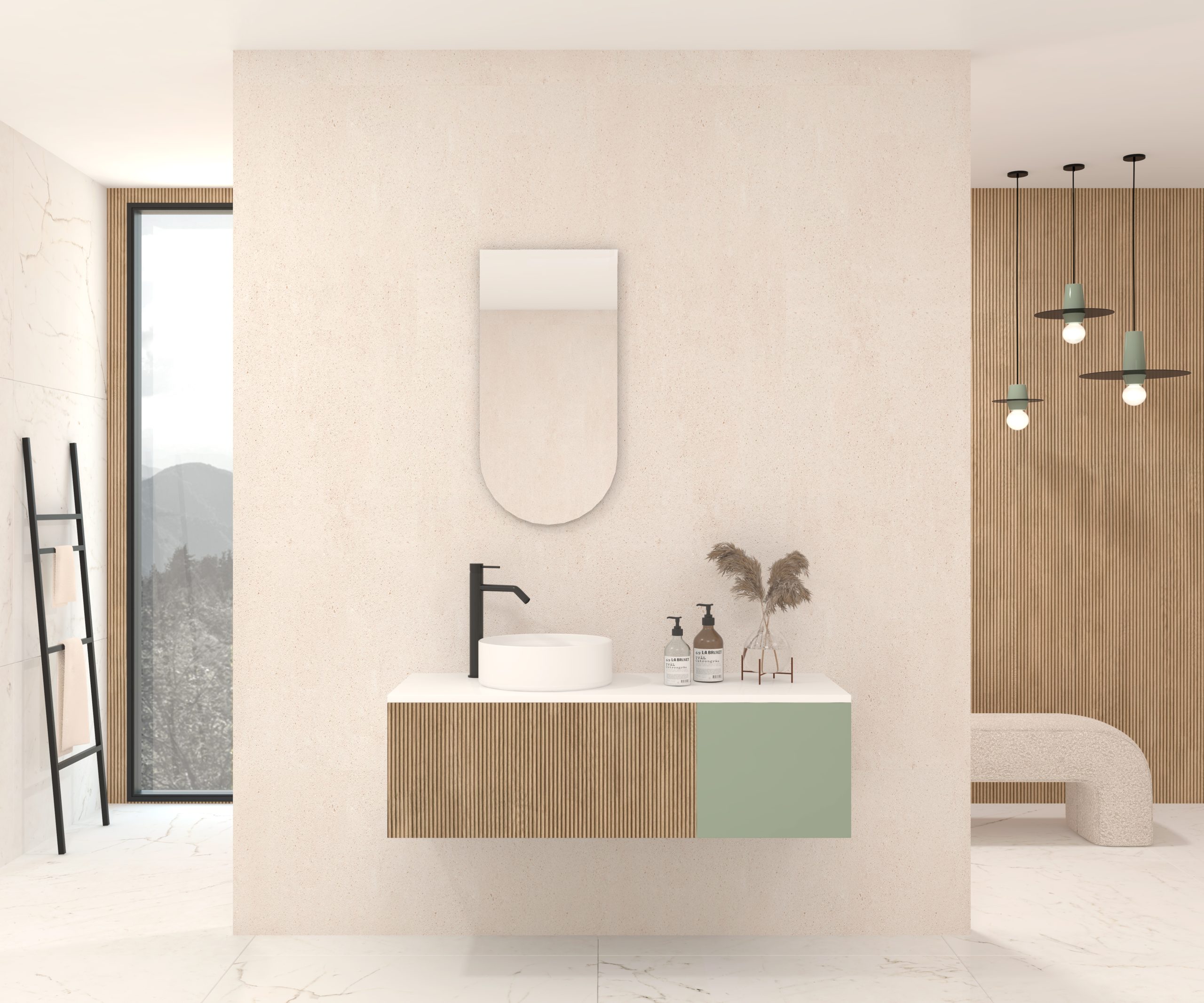 Pack MOISSAN + lavabo + miroir Alma