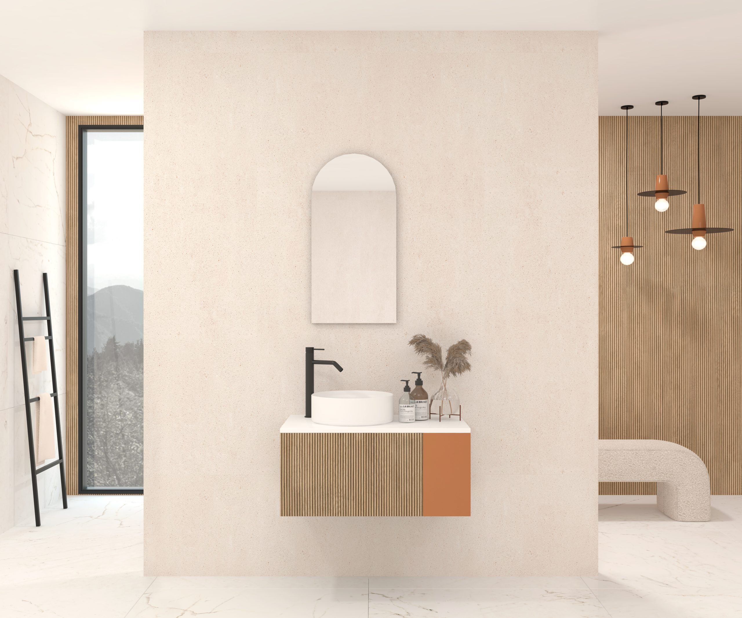 Pack MOISSAN + lavabo + miroir Alma