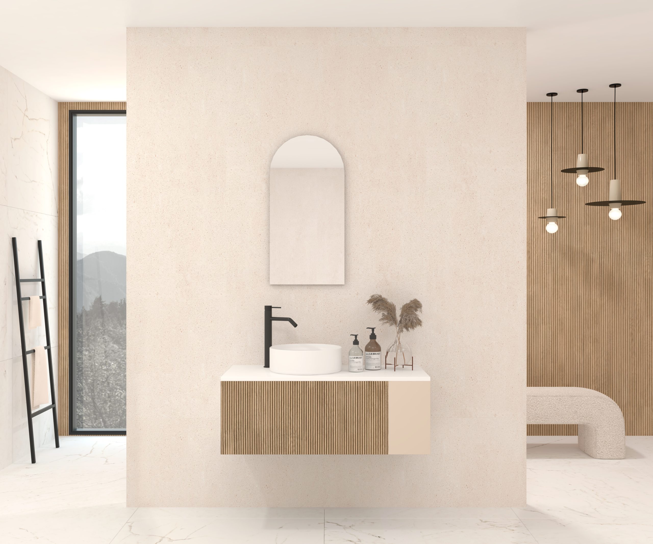 Pack MOISSAN + lavabo + miroir Alma