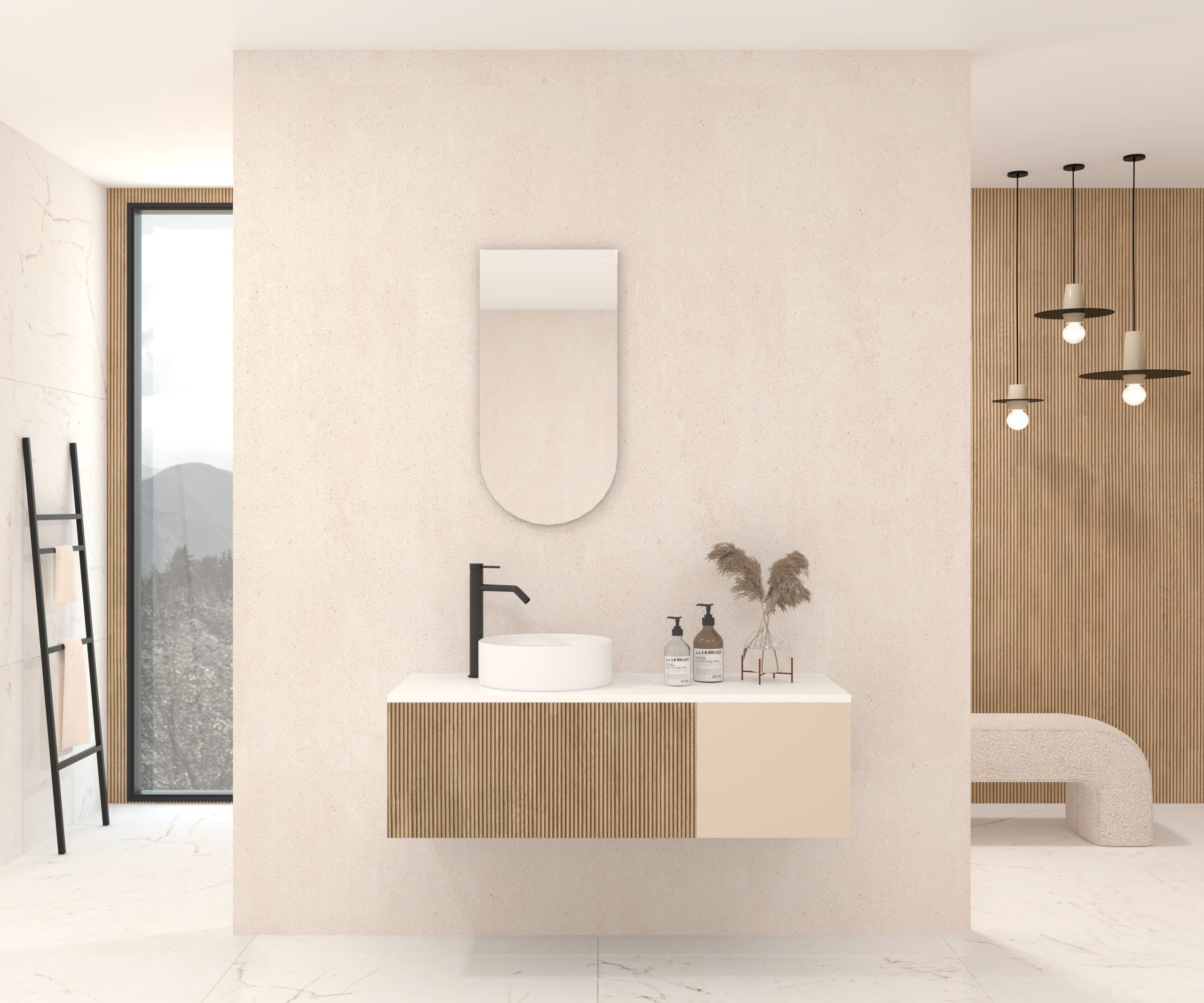 Pack MOISSAN + lavabo + miroir Alma