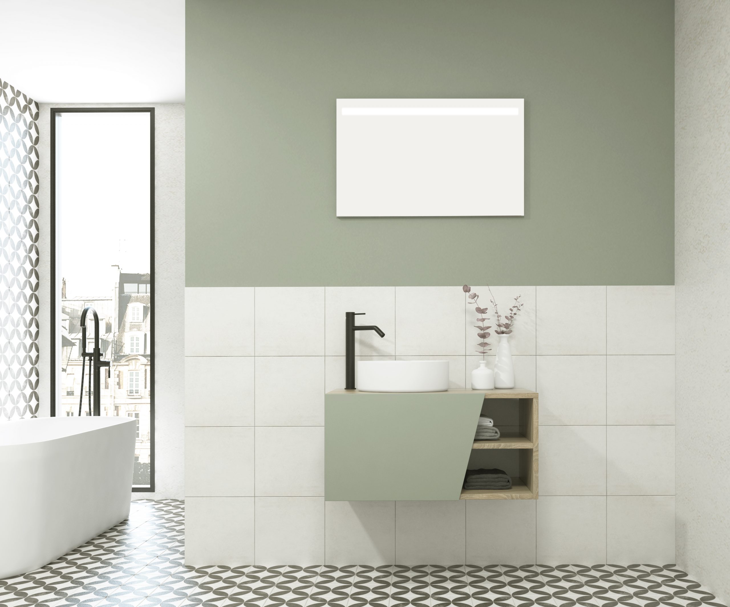 Pack RENNES + vasque + miroir LED