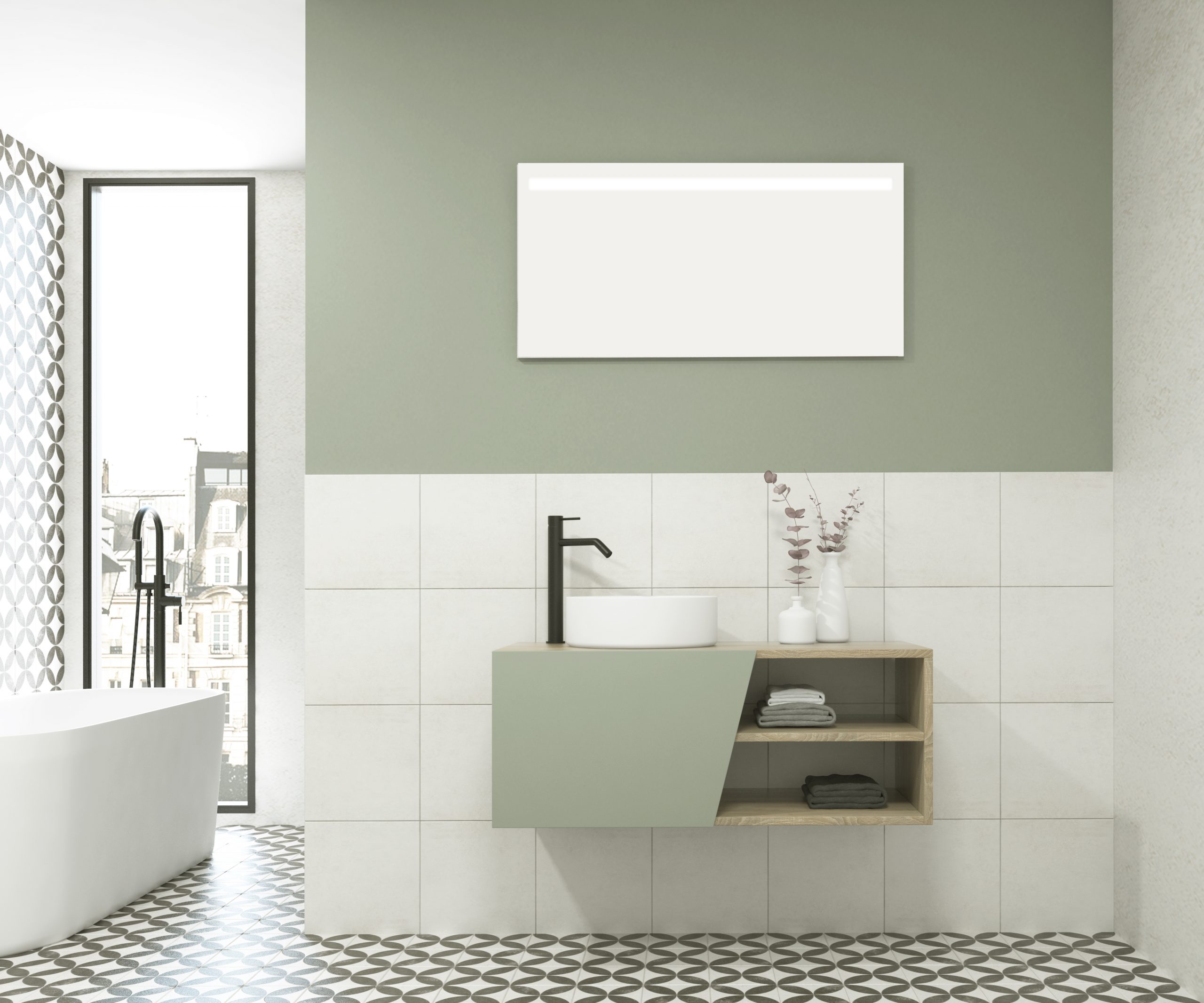 Pack RENNES + vasque + miroir LED