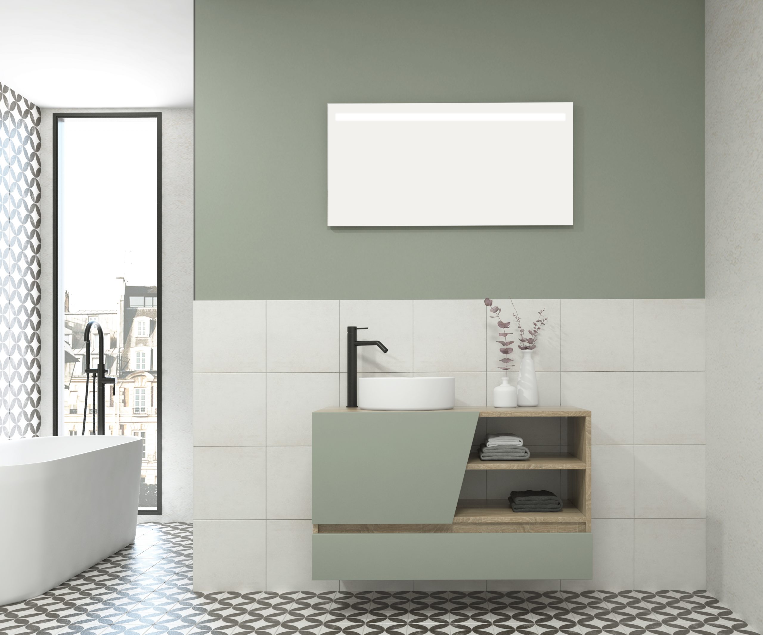 Pack RENNES PLUS + lavabo + espejo LED