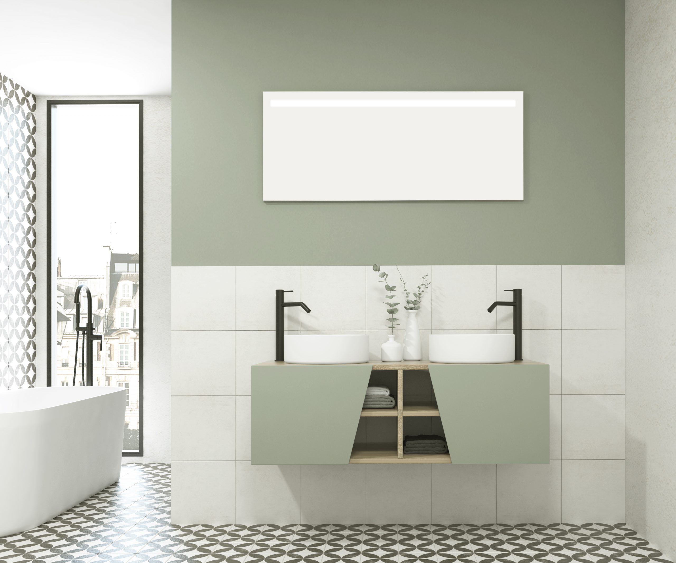 Pack RENNES + vasque + miroir LED