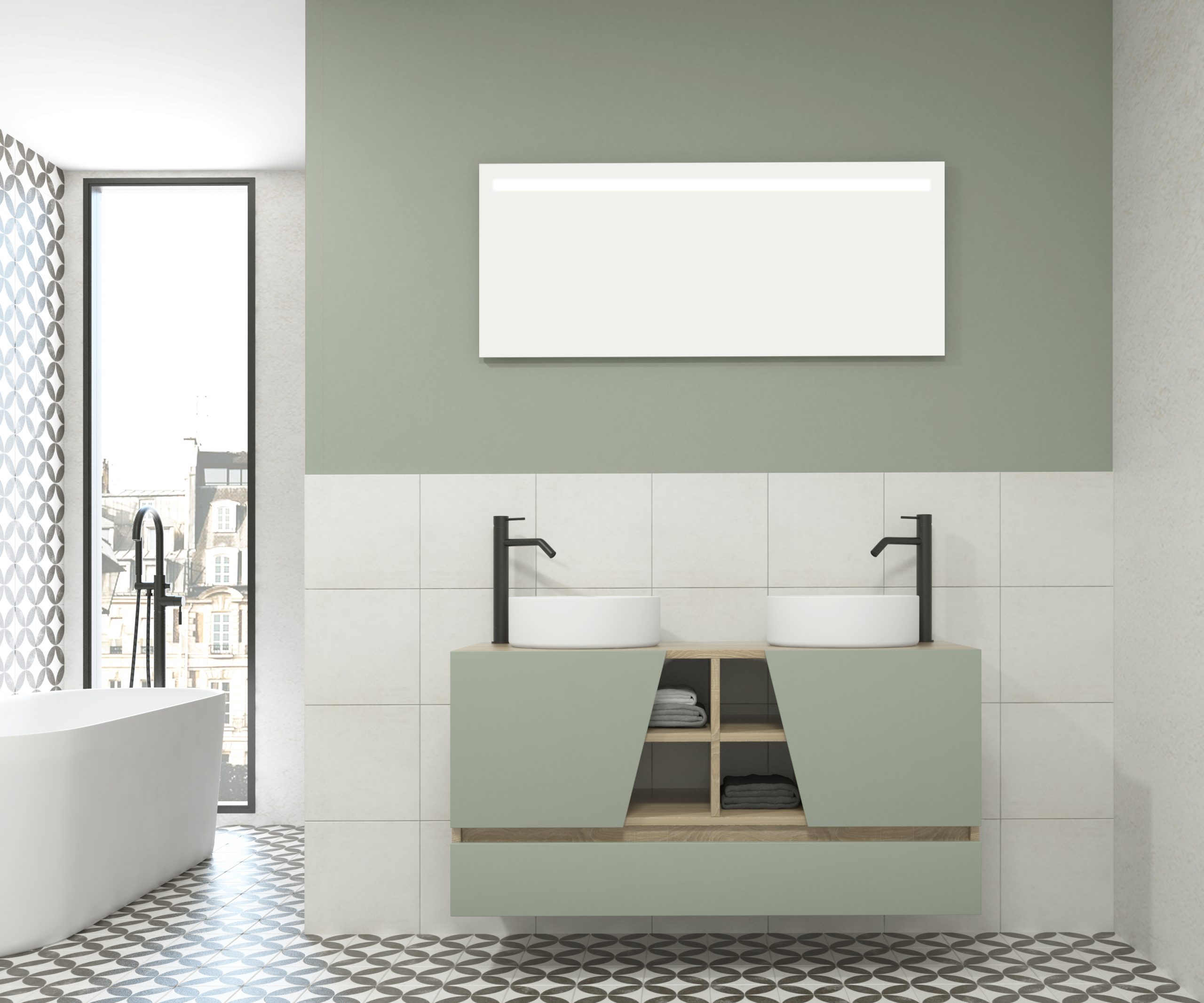 Pack RENNES PLUS + lavabo + espejo LED