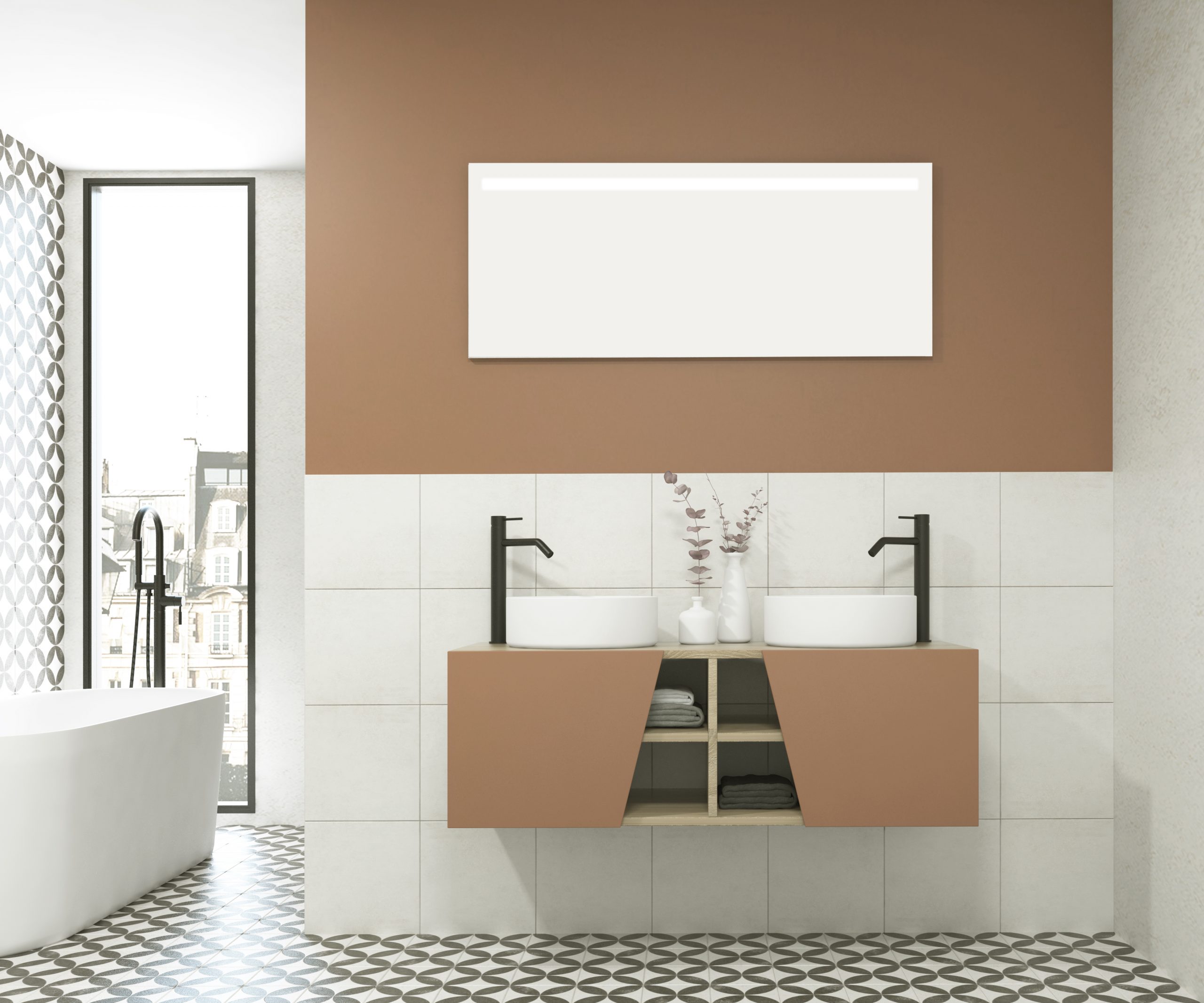 Pack RENNES + vasque + miroir LED