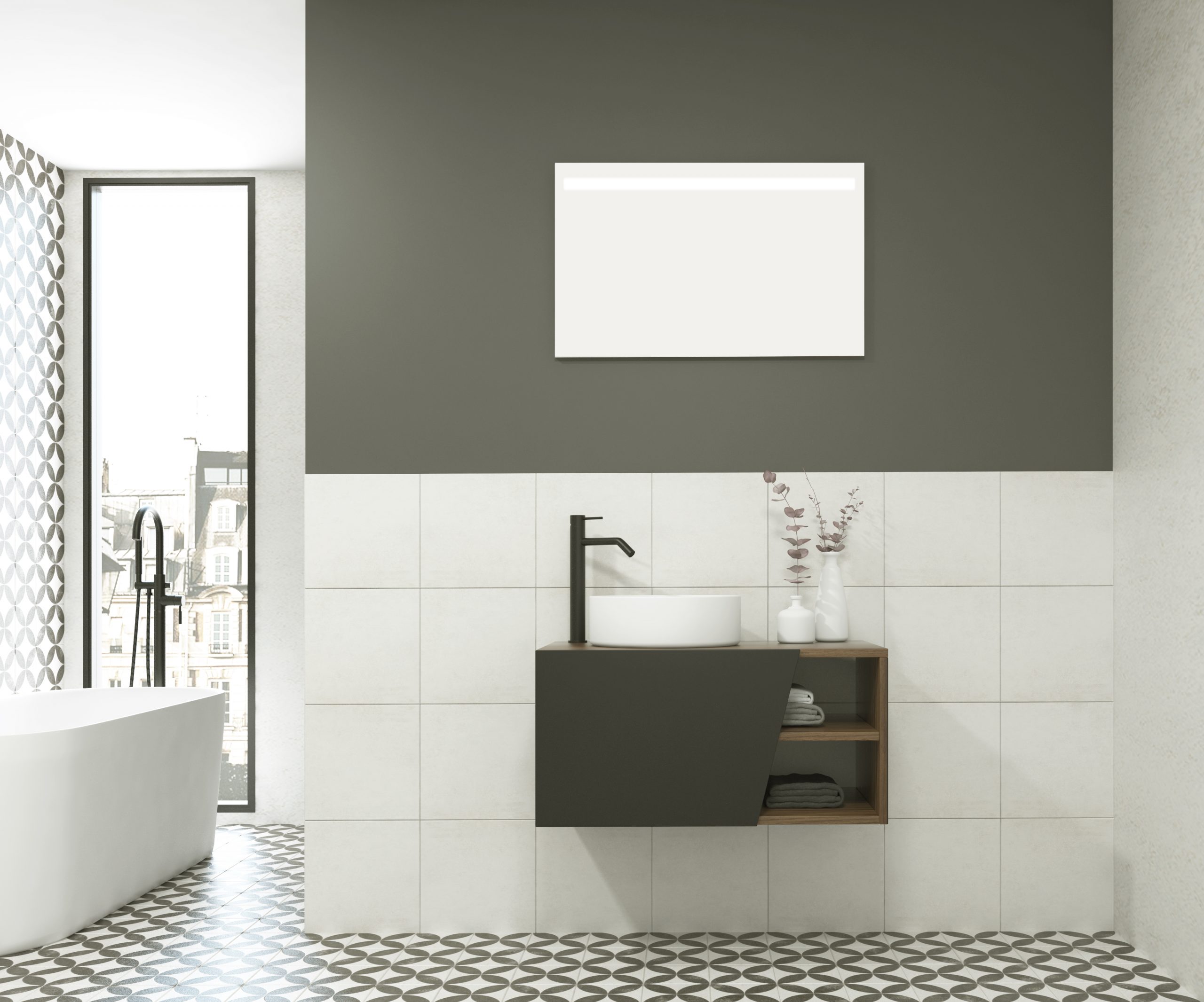 Pack RENNES + vasque + miroir LED