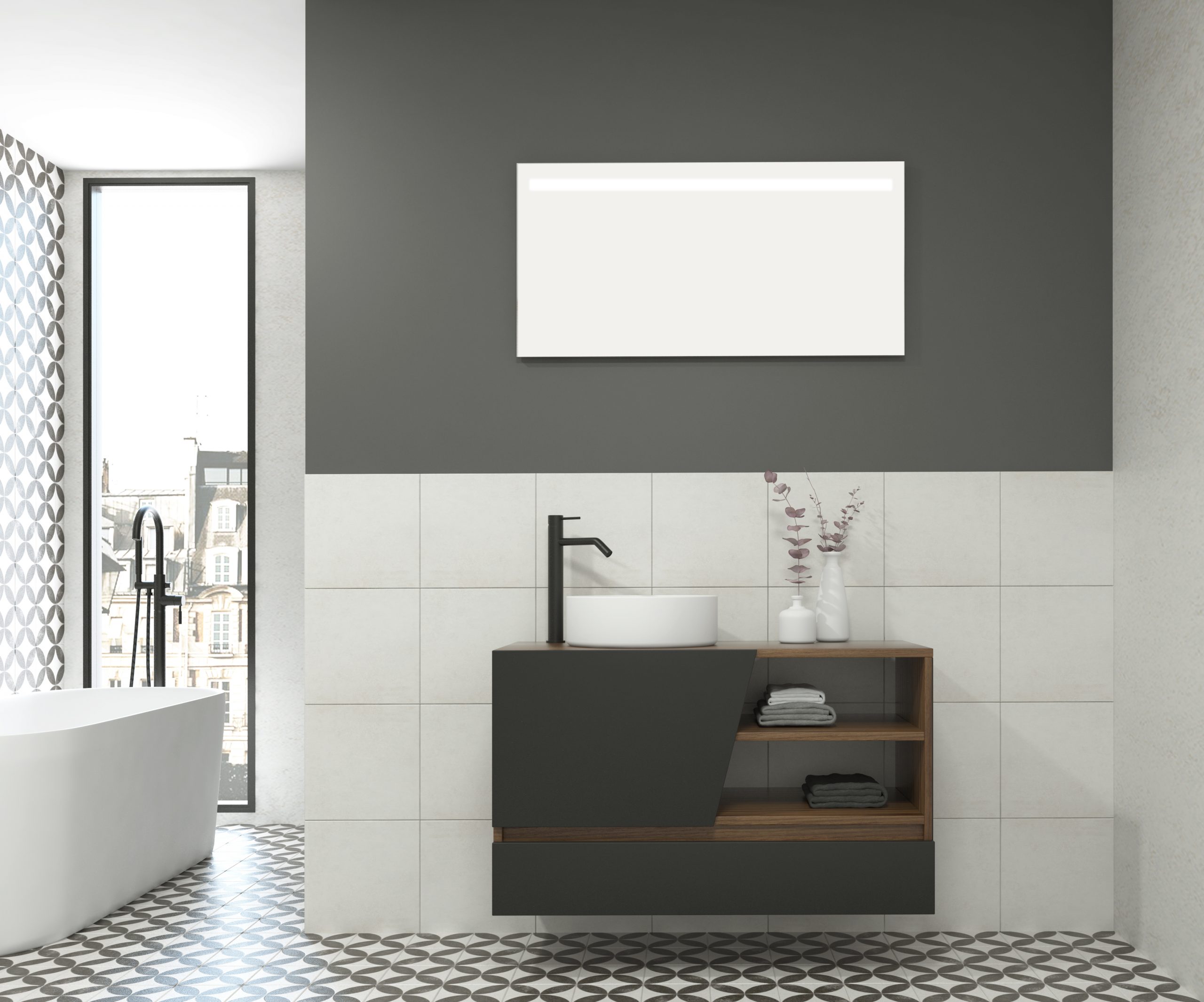 Pack RENNES PLUS + lavabo + espejo LED