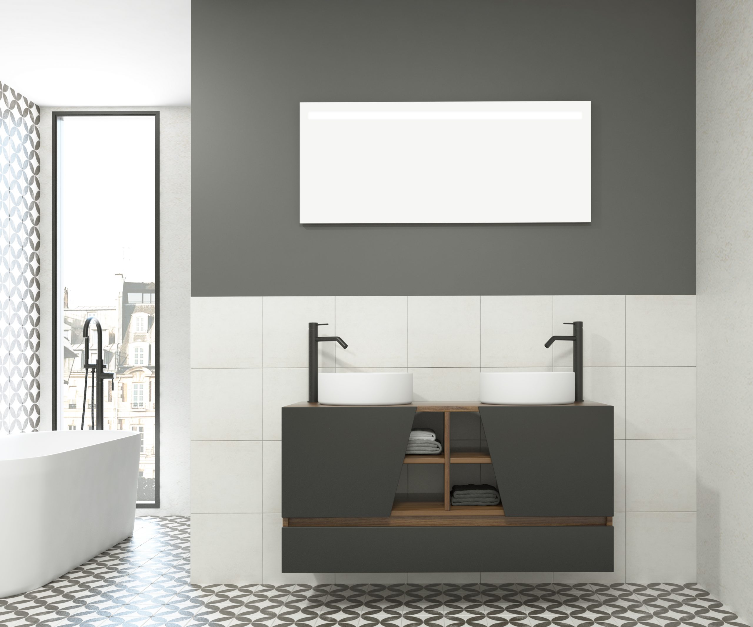 Pack RENNES PLUS + lavabo + espejo LED