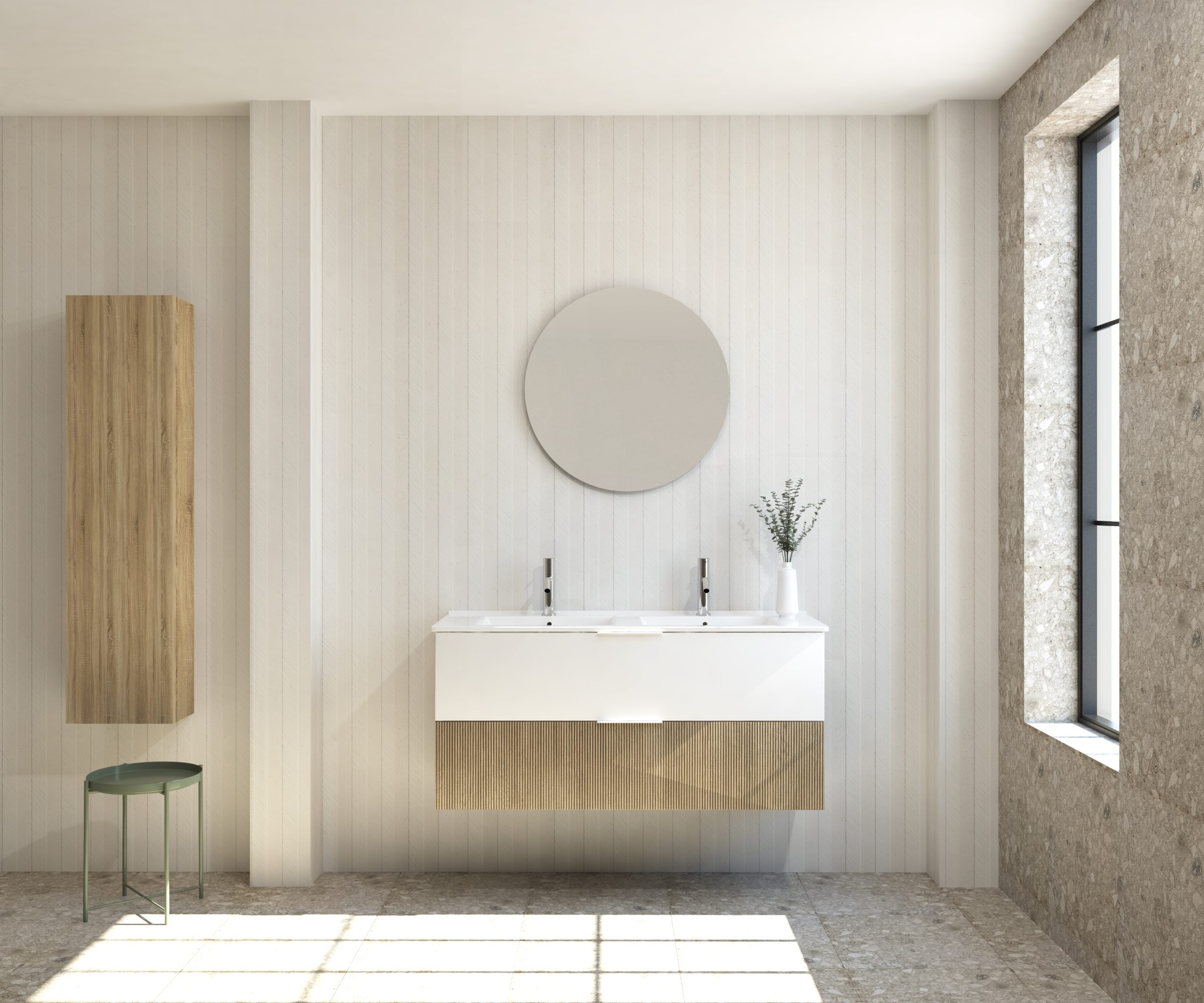 Pack SAVART + lavabo + miroir rond