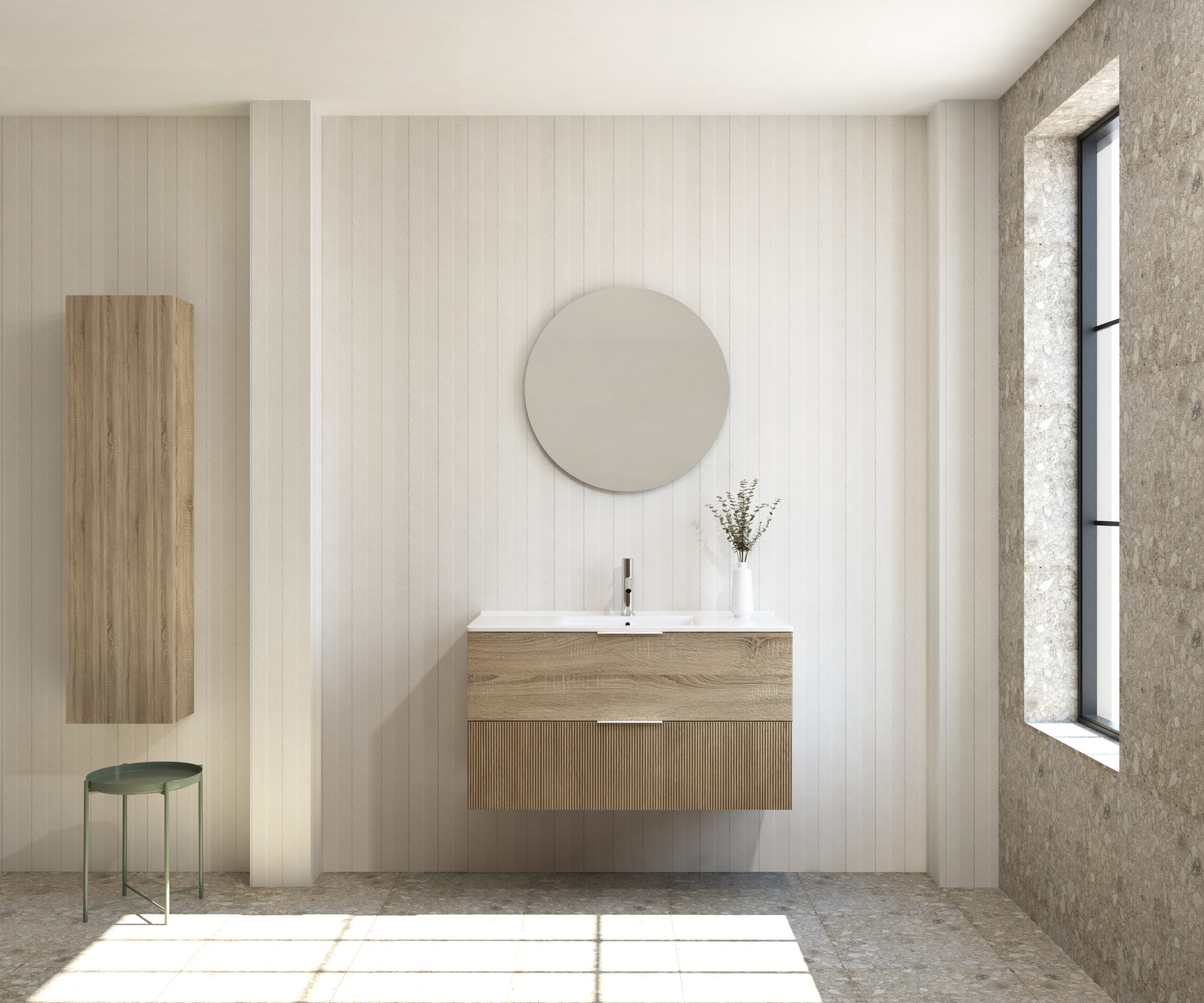 Pack SAVART + lavabo + miroir rond