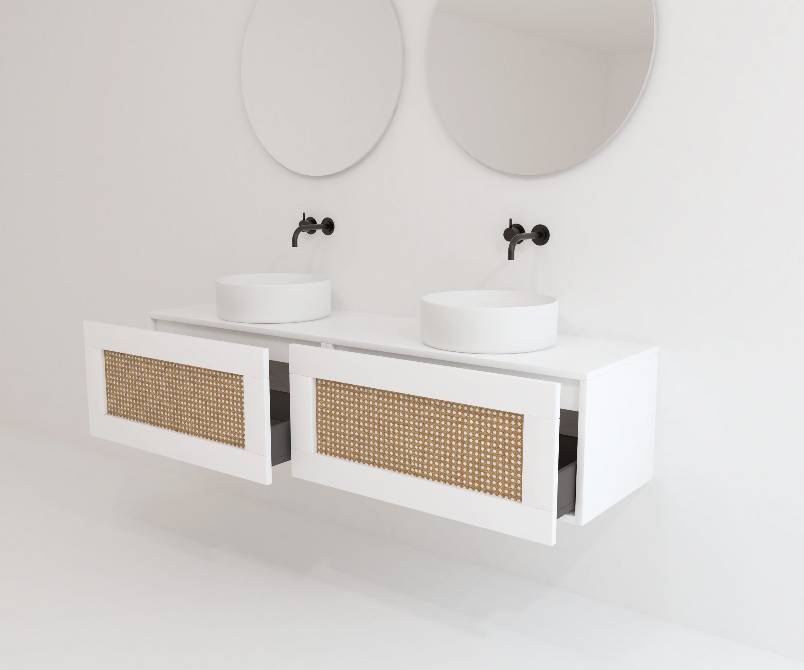 Pack ARTOIS blanc 160 cm + double lavabo + double miroir  circular
