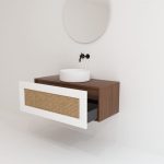 Pack ARTOIS noyer 100 cm + lavabo + miroir  circular
