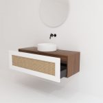 Pack ARTOIS noyer 120 cm + lavabo + miroir  circular