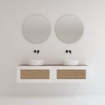 Pack ARTOIS noyer 160 cm + double lavabo + double miroir  circular