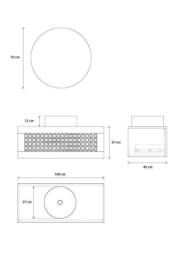 Pack ARTOIS azabache 100 cm + lavabo + miroir  circular