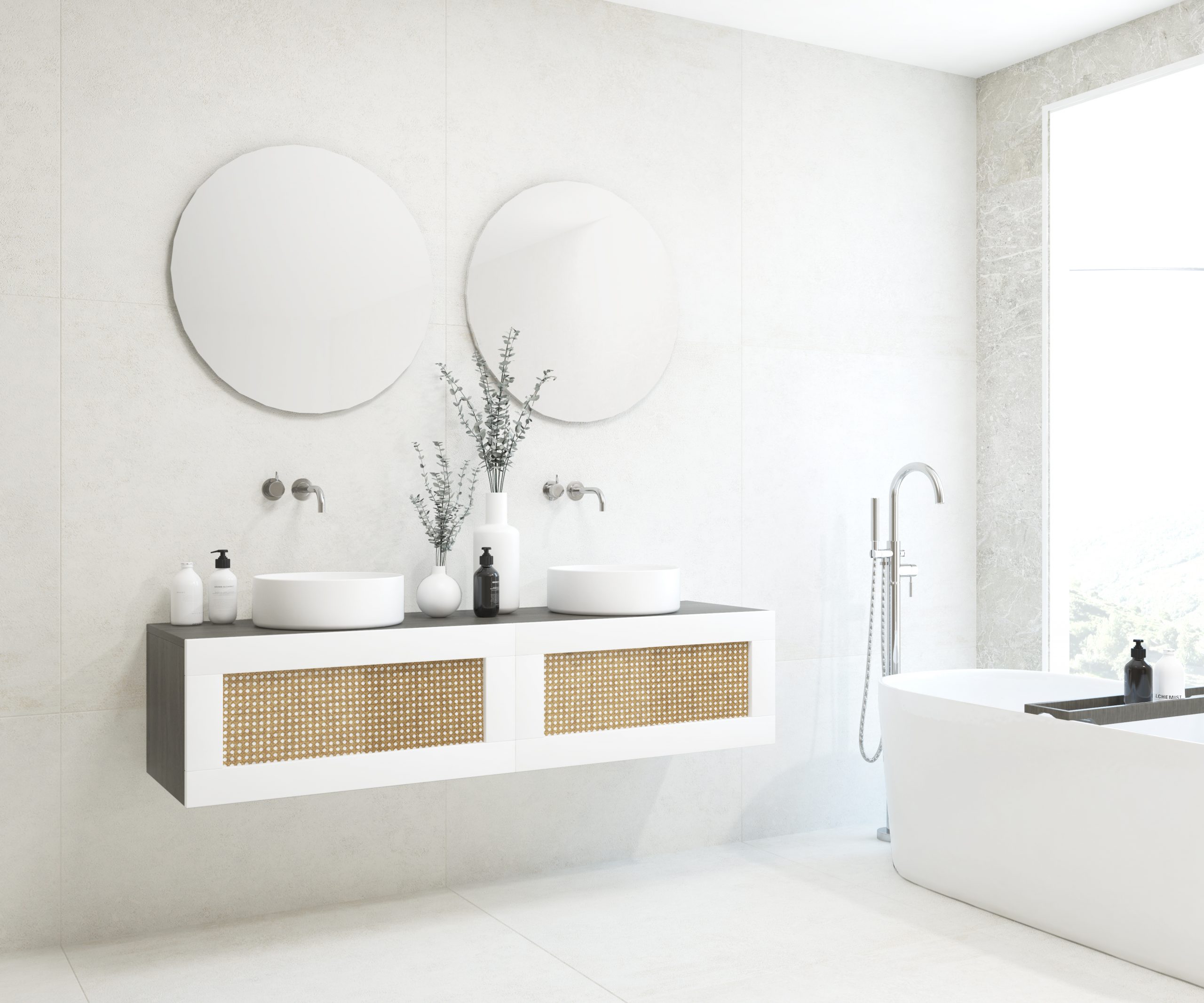 Pack ARTOIS azabache 160cm + double lavabo + double miroir circular