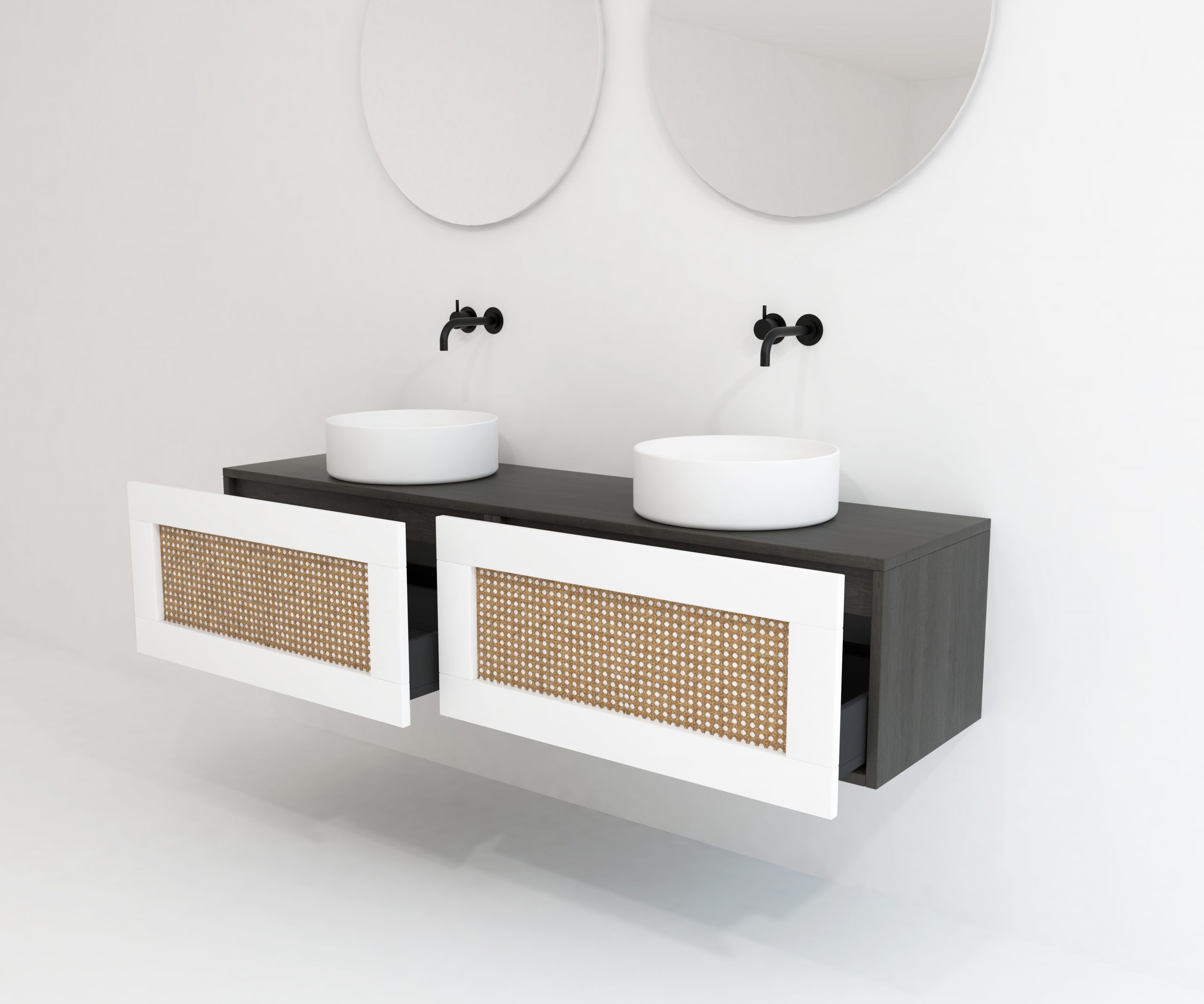 Pack ARTOIS azabache 160cm + double lavabo + double miroir circular