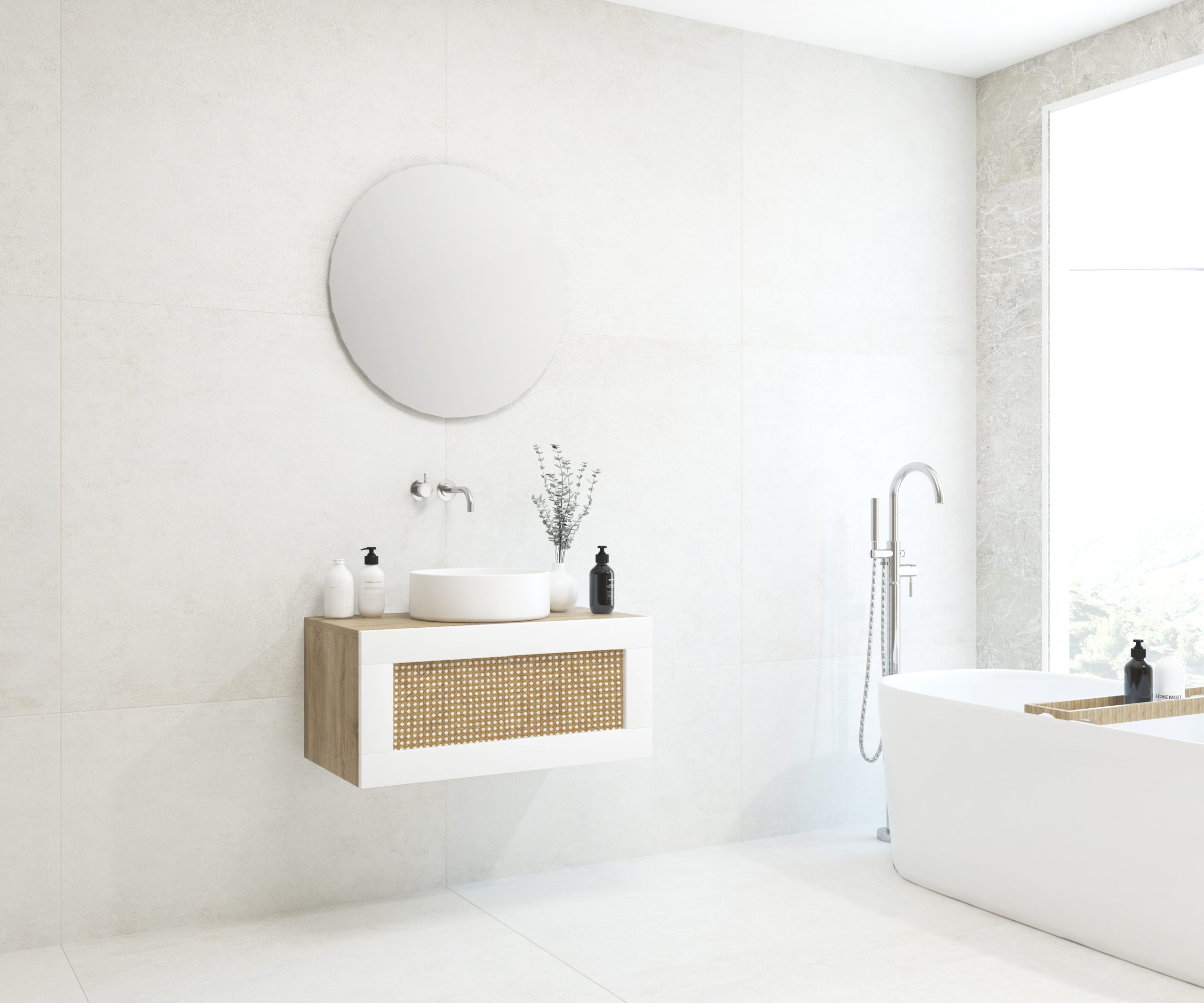 Pack ARTOIS chêne bardolino 80 cm + lavabo + miroir  circular