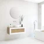 ARTOIS chêne bardolino pack 100 cm + lavabo + miroir circulaire