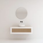ARTOIS pack bardolino chêne 120 cm + lavabo + miroir circulaire