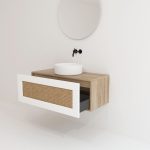 ARTOIS pack bardolino chêne 120 cm + lavabo + miroir circulaire