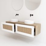 Pack ARTOIS Bardolino Chêne 160 cm + double vasque + double miroir rond