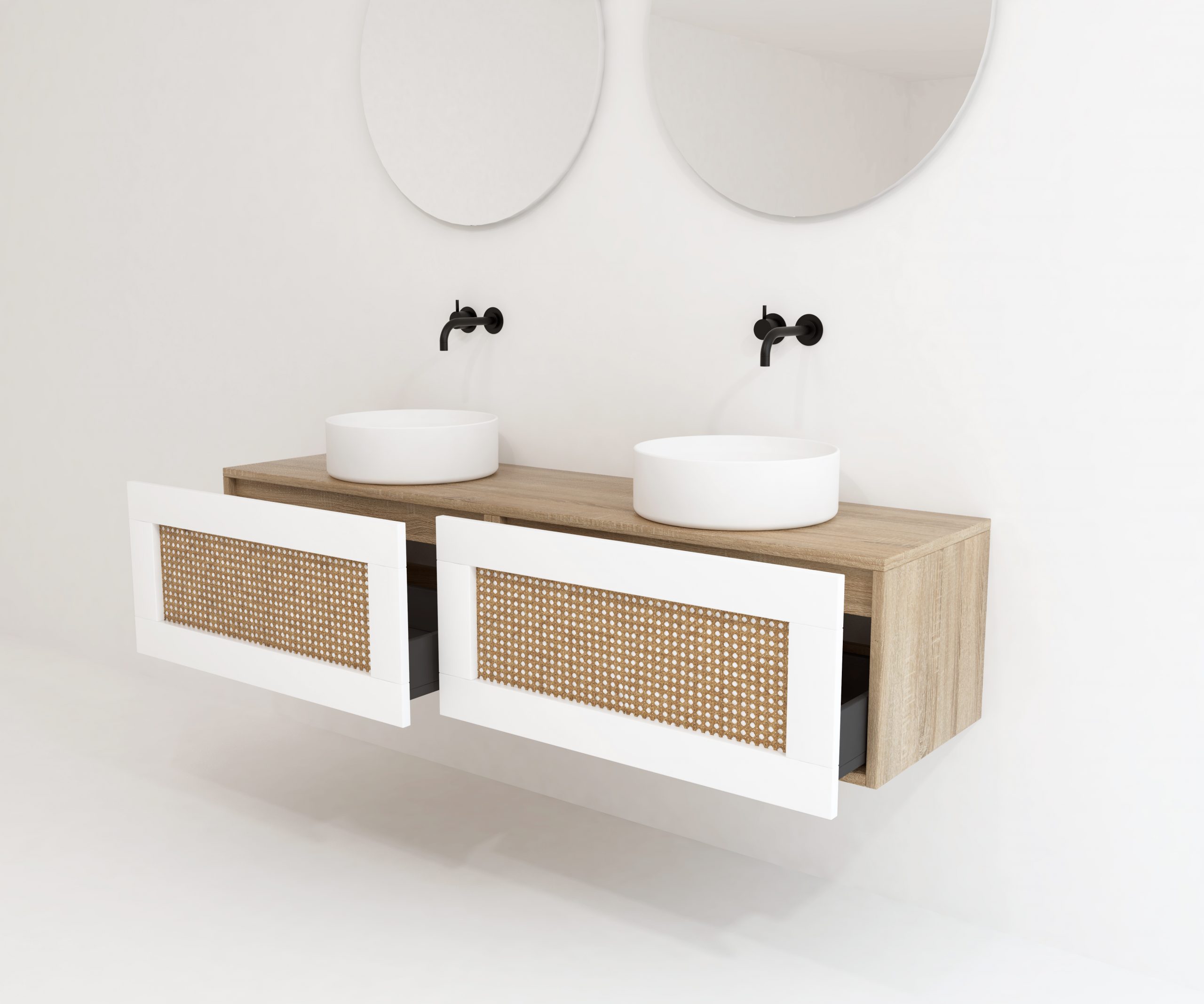 Pack ARTOIS Bardolino Chêne 160 cm + double vasque + double miroir rond