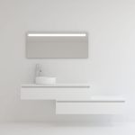 Pack TOURAINE blanc 120 cm + vase + miroir LED