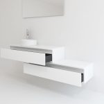 Pack TOURAINE blanc 120 cm + vase + miroir LED