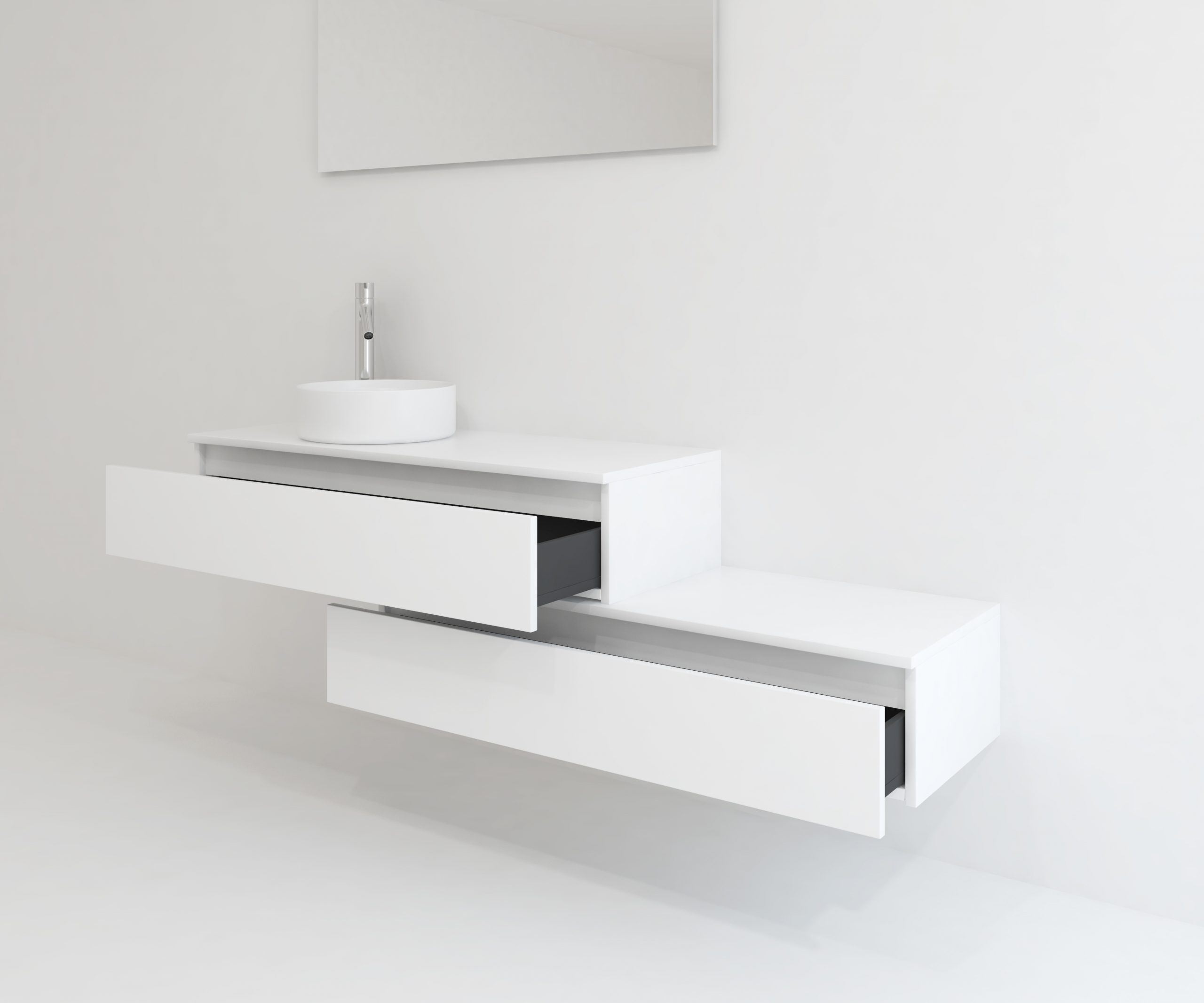 Pack TOURAINE blanc 120 cm + vase + miroir LED