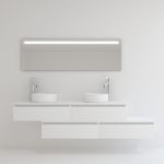 Pack TOURAINE blanco 160 cm + doble lavabo + espejo LED