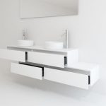 Pack TOURAINE blanco 160 cm + doble lavabo + espejo LED